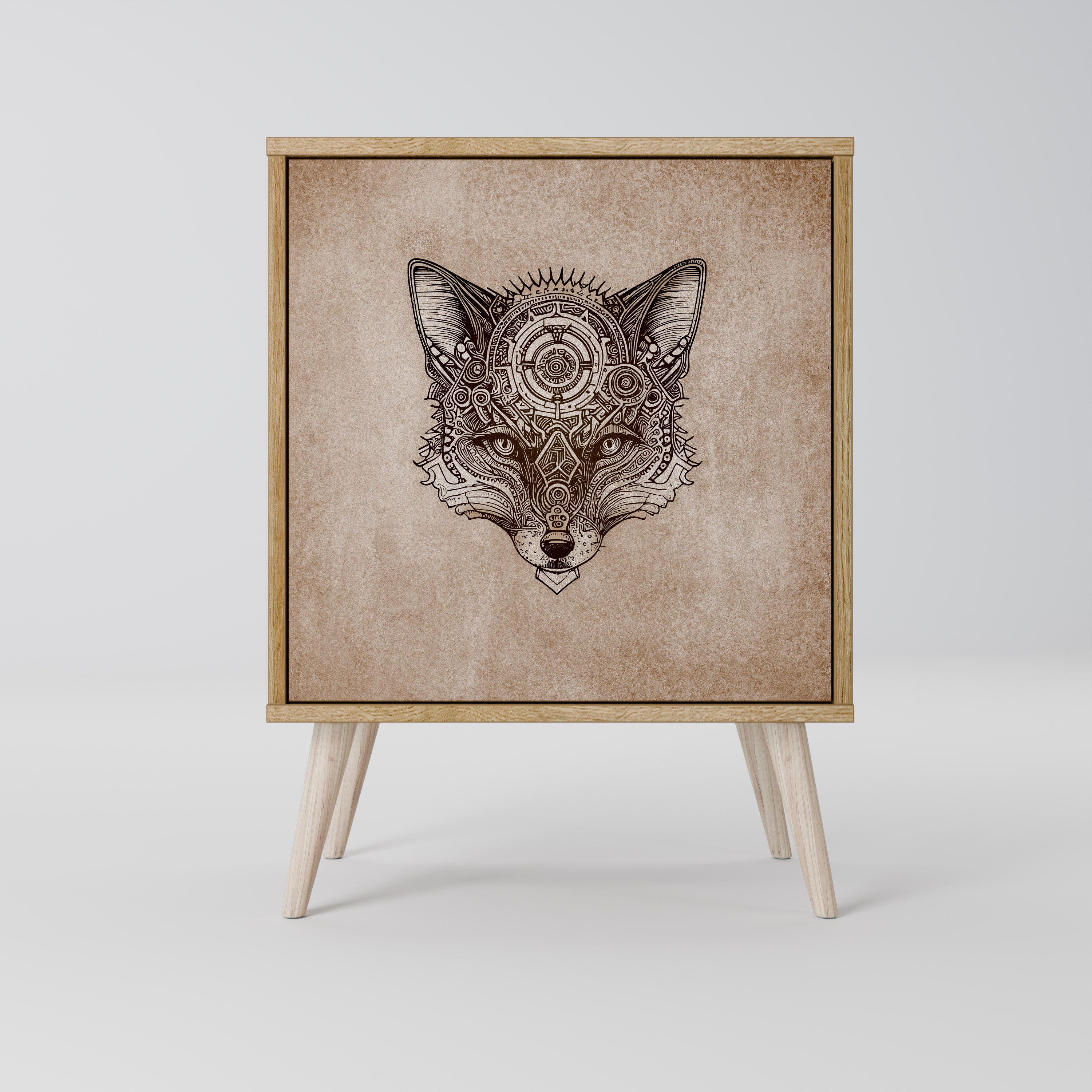 Aparador STEAMPUNK CLAN de 1 puerta con efecto roble