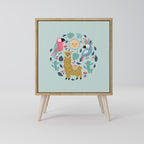 Aparador de una puerta COLORFUL ALPACAS con acabado efecto roble