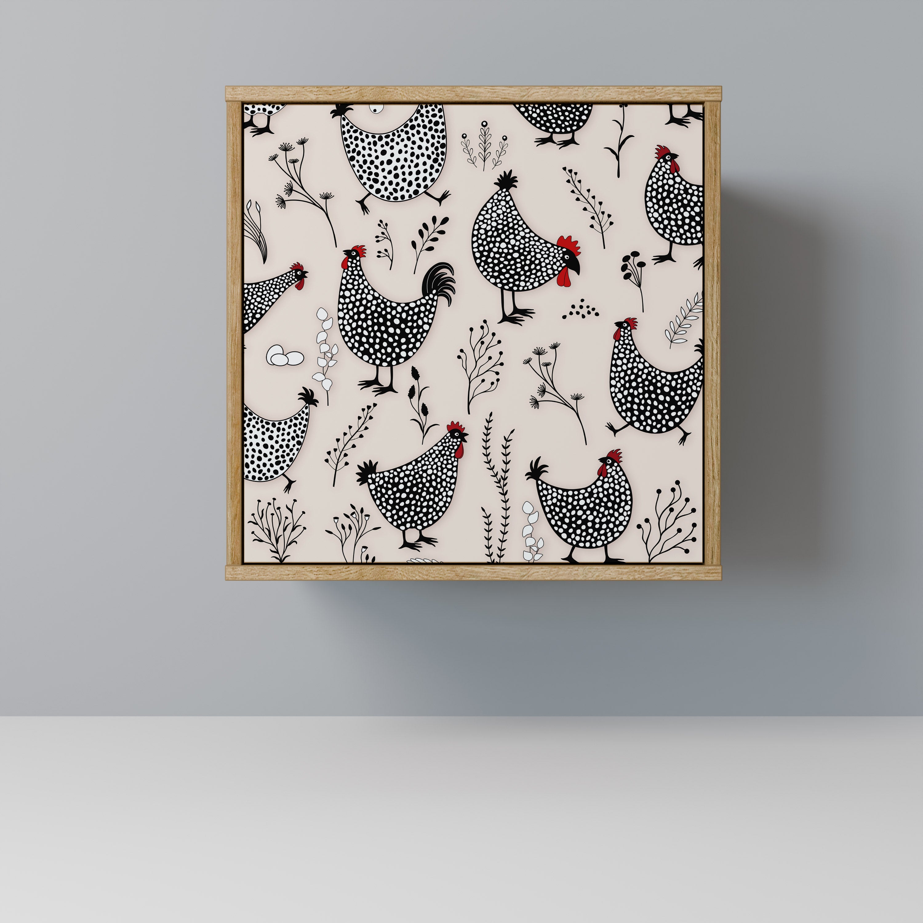 Aparador HAPPY HENS de 1 puerta con acabado roble