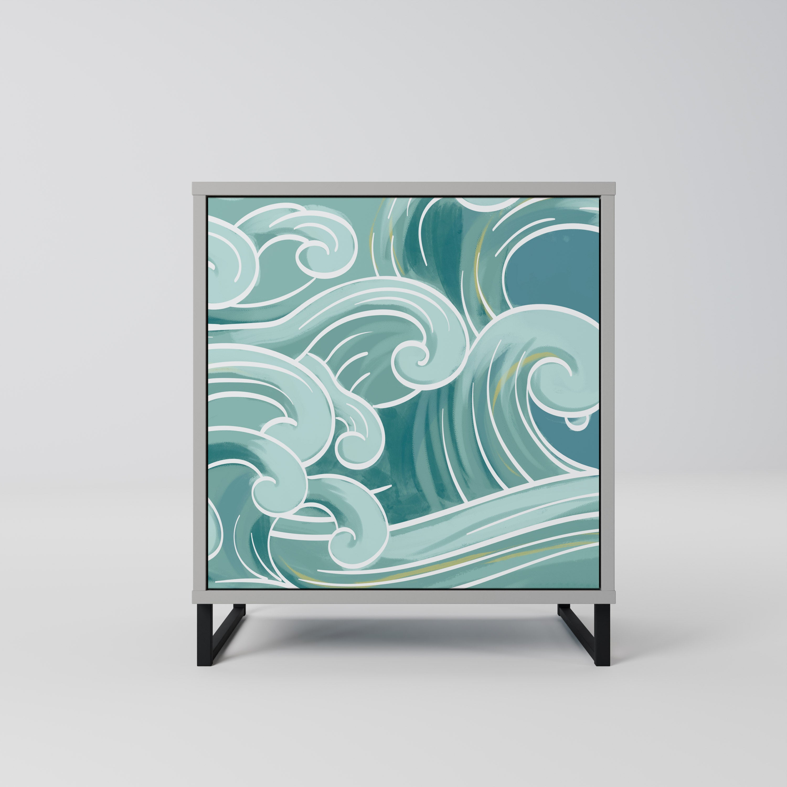 Aparador ASIAN SWAY de 1 puerta en acabado gris