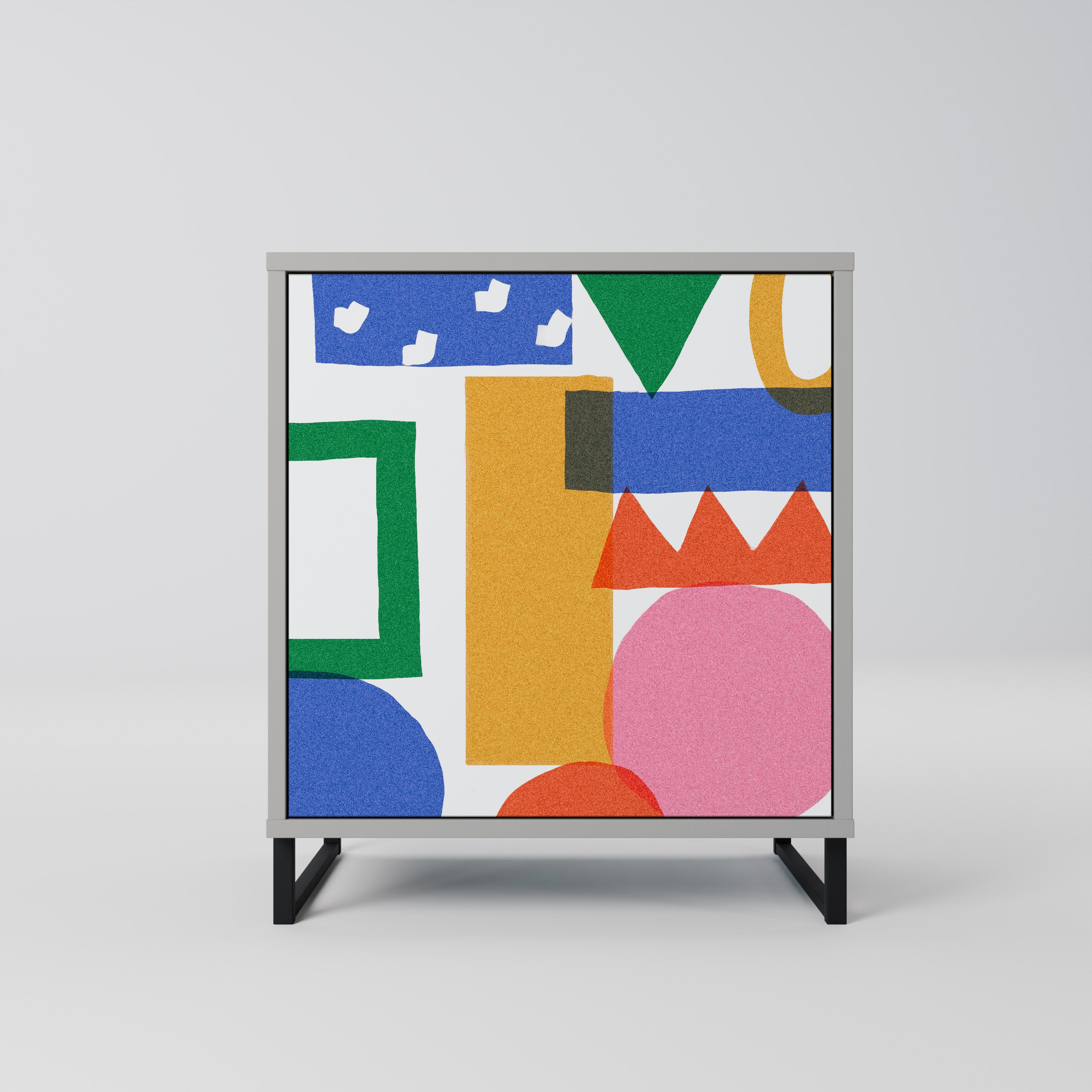 Aparador GEOMETRIC GLIMMER de 1 puerta en acabado gris