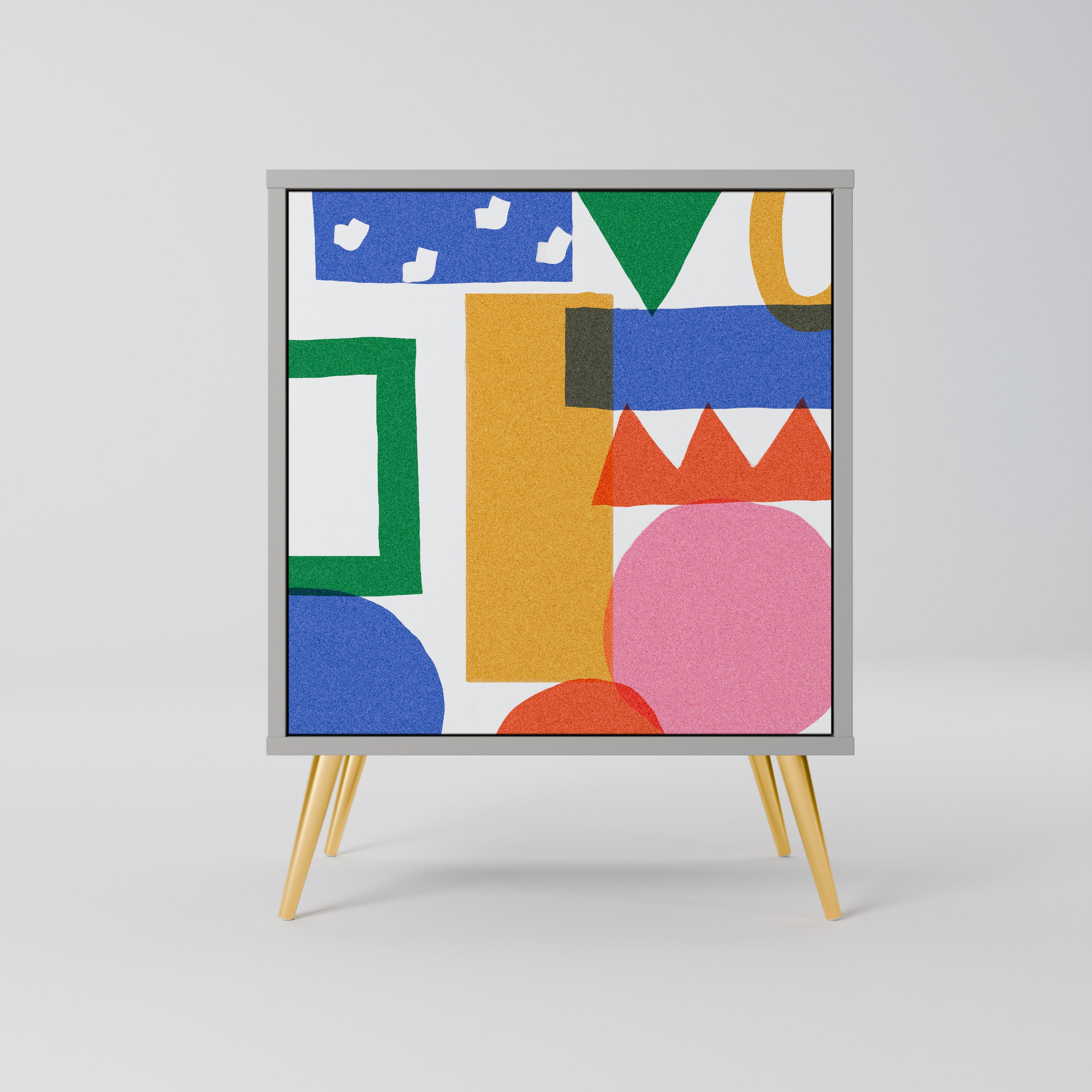 Aparador GEOMETRIC GLIMMER de 1 puerta en acabado gris