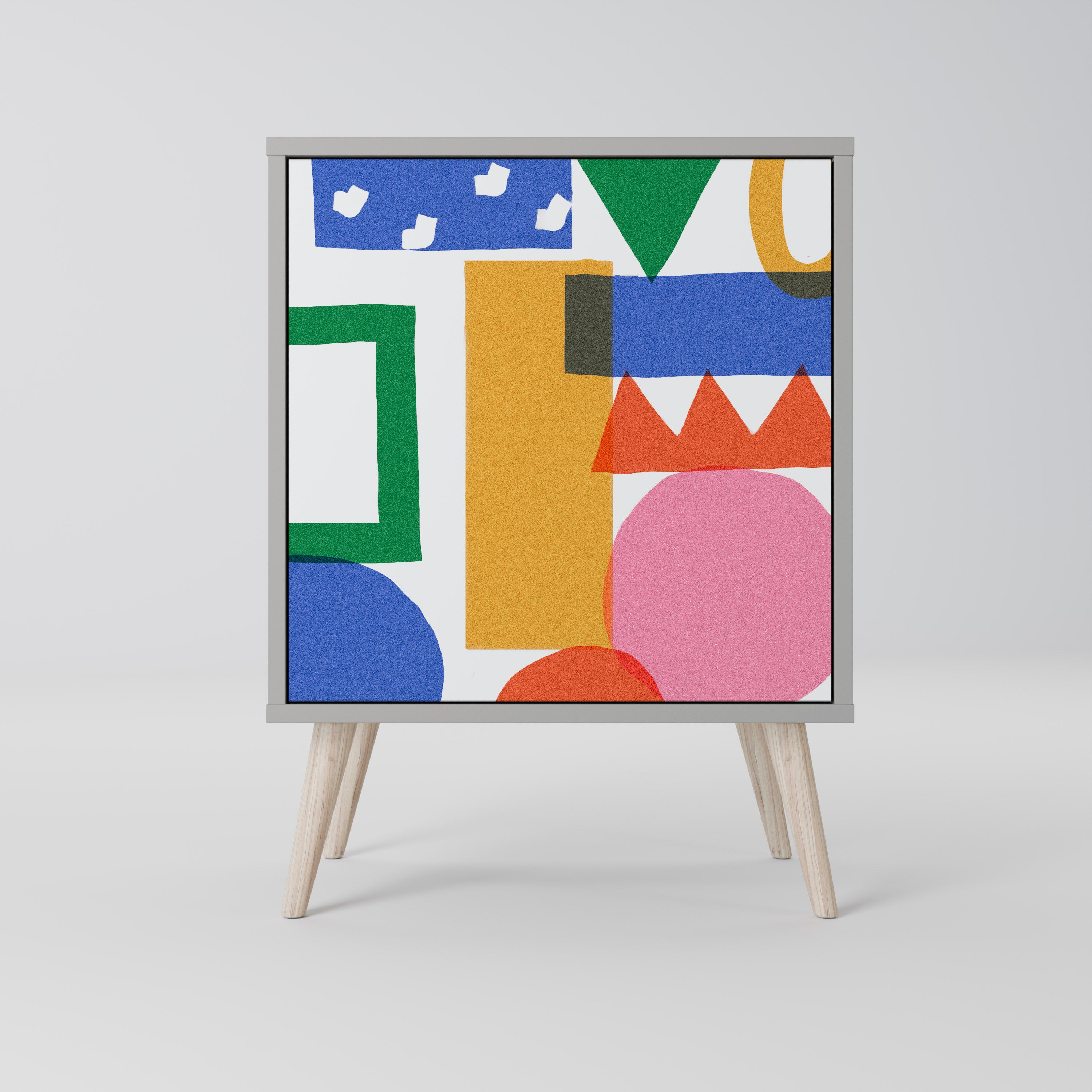 Aparador GEOMETRIC GLIMMER de 1 puerta en acabado gris