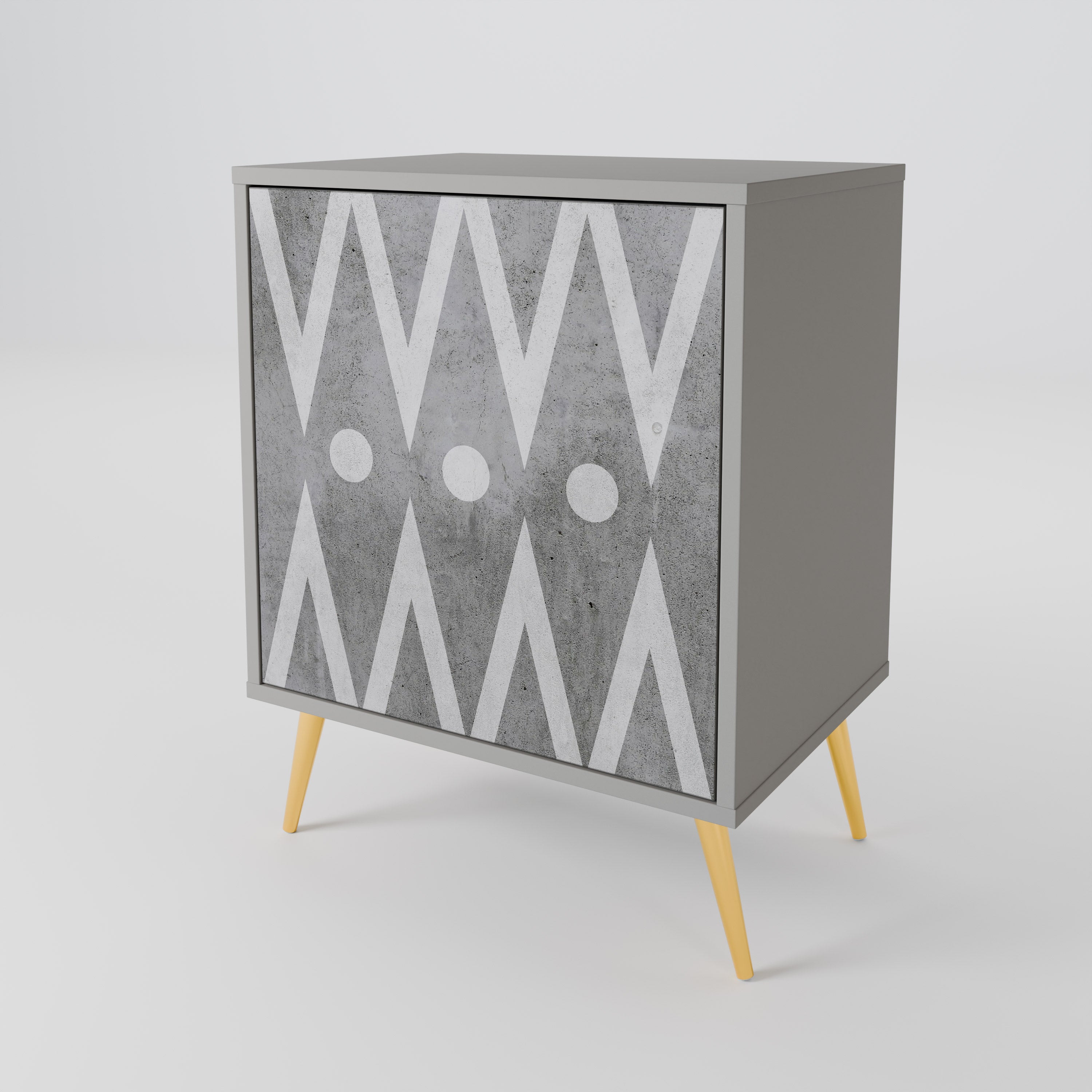 Aparador de 1 puerta Sharp Edges en acabado gris