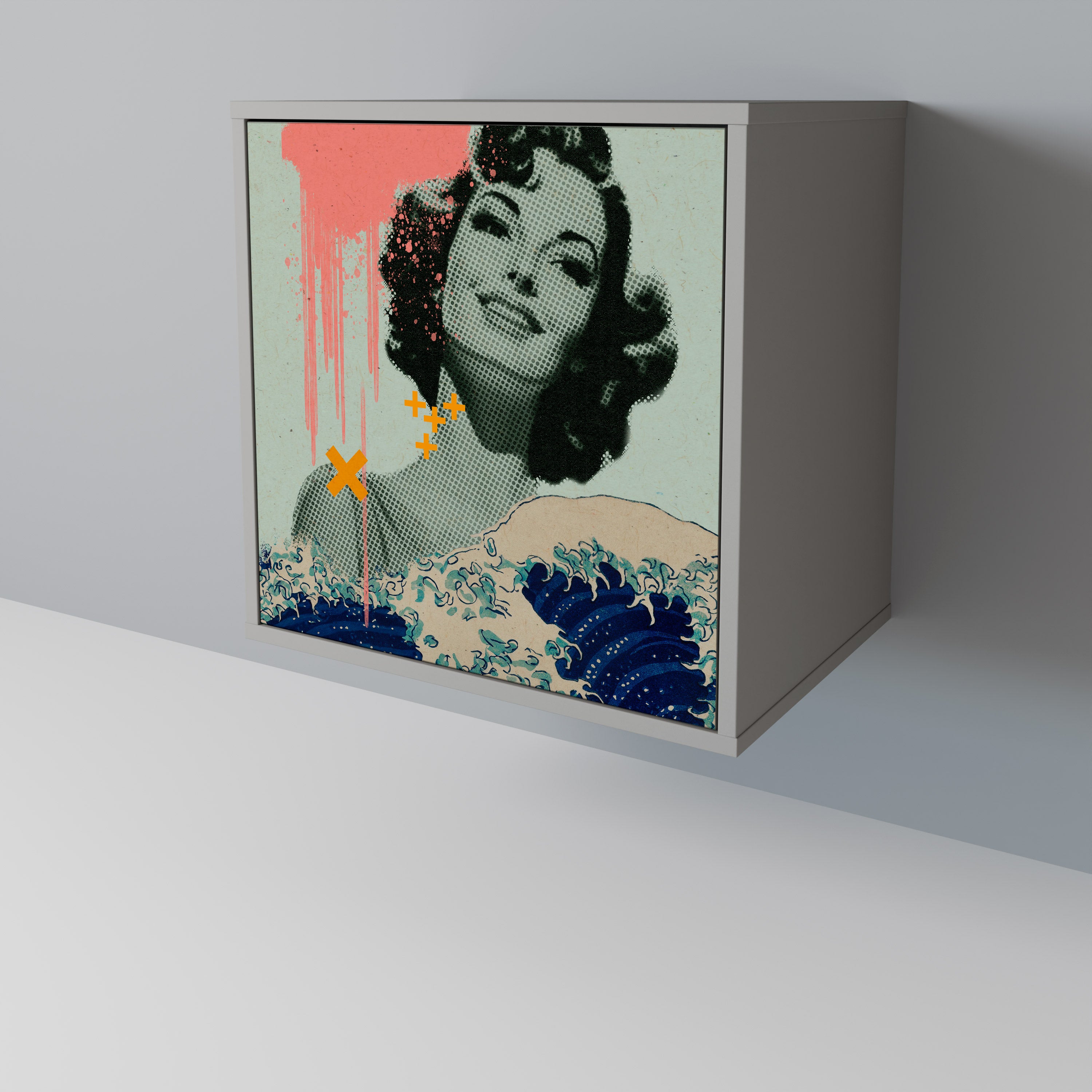 Aparador KANAGAWA BEAUTY de 1 puerta en acabado gris