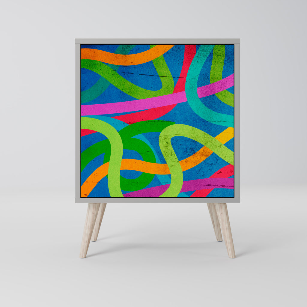 Aparador STREAMER TANGLE de 1 puerta en acabado gris