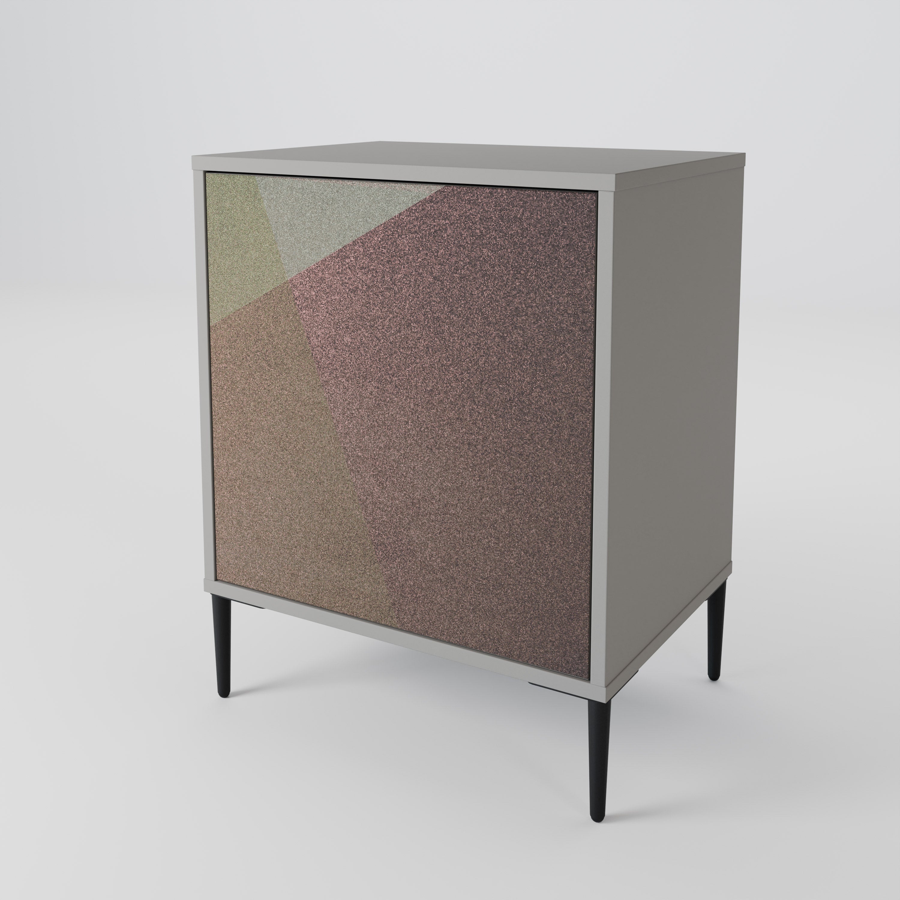 BEIGE GEOMETRY 1-Door Sideboard in Grey Finish