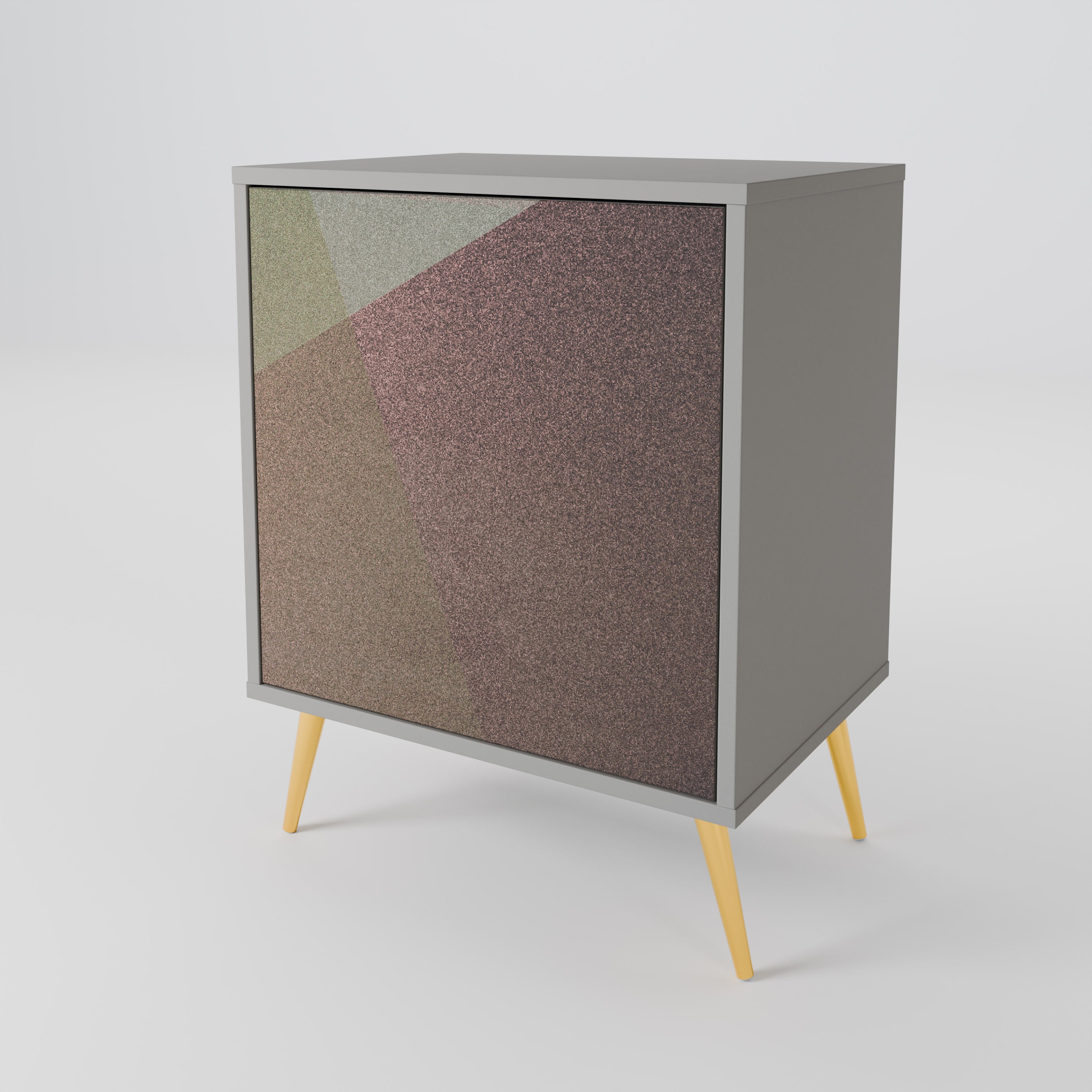 BEIGE GEOMETRY 1-Door Sideboard in Grey Finish