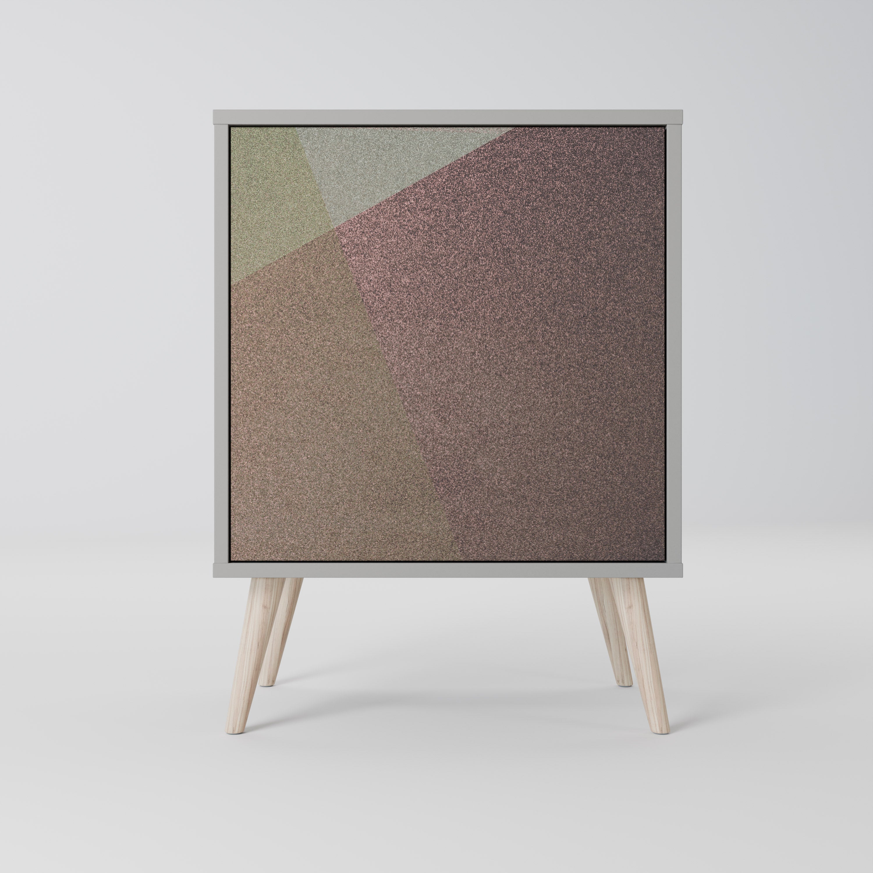 BEIGE GEOMETRY 1-Door Sideboard in Grey Finish