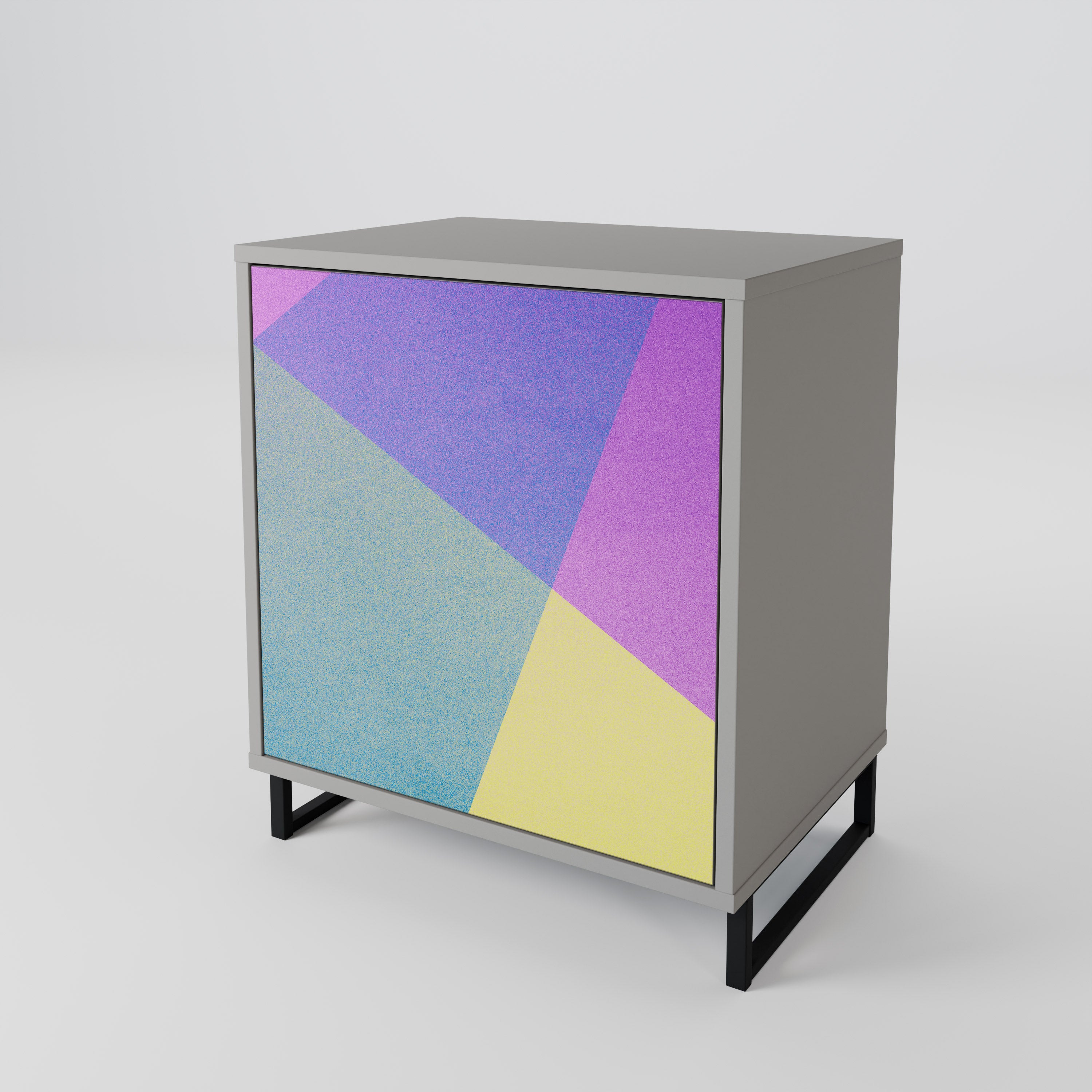 BRIGHT GEOMETRY 1-Door Sideboard in Grey Finish