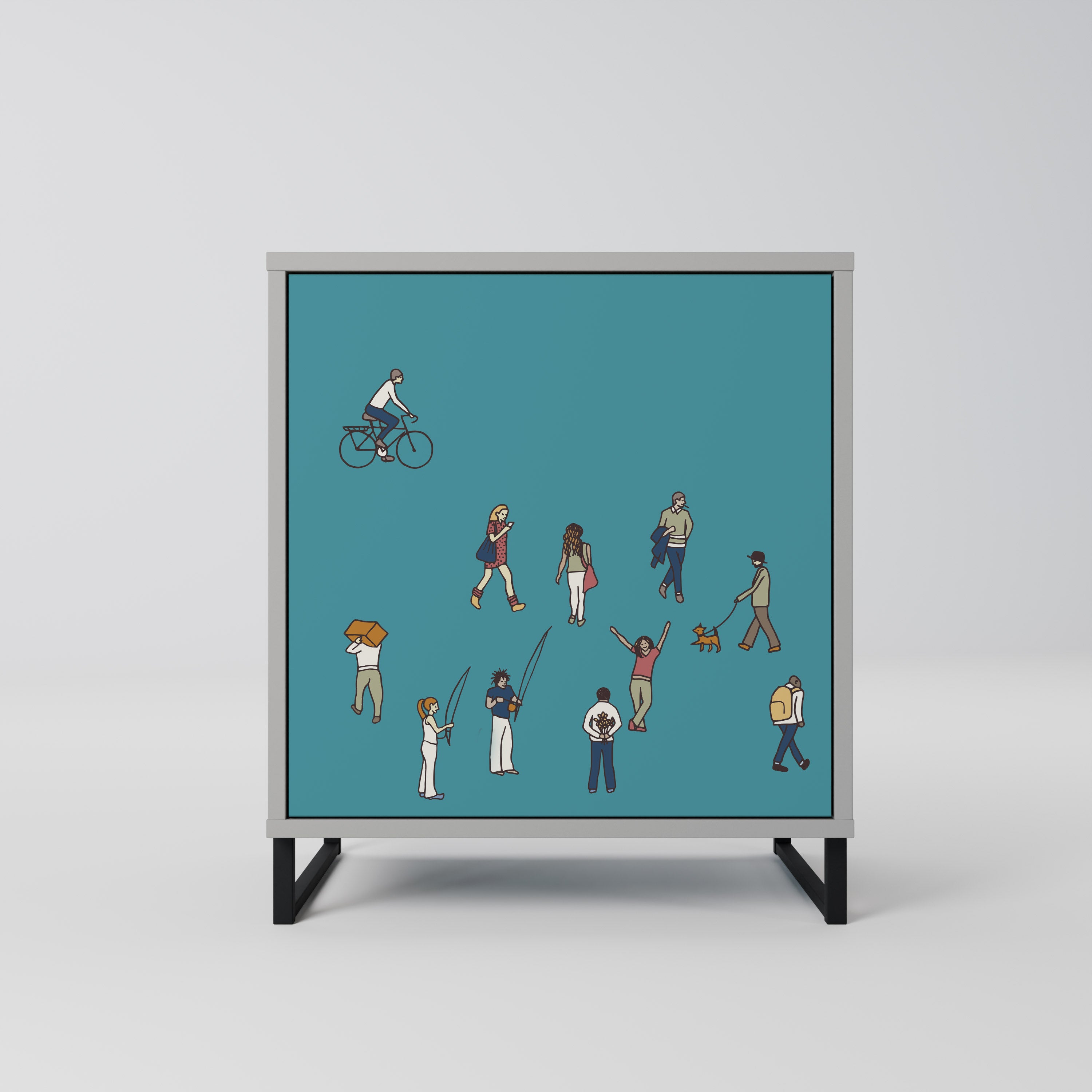 Aparador COLLECTIVE STREAM de 1 puerta en acabado gris