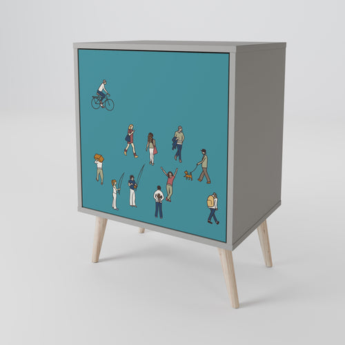 COLLECTIVE STREAM Aparador de 1 Puerta en Acabado Gris