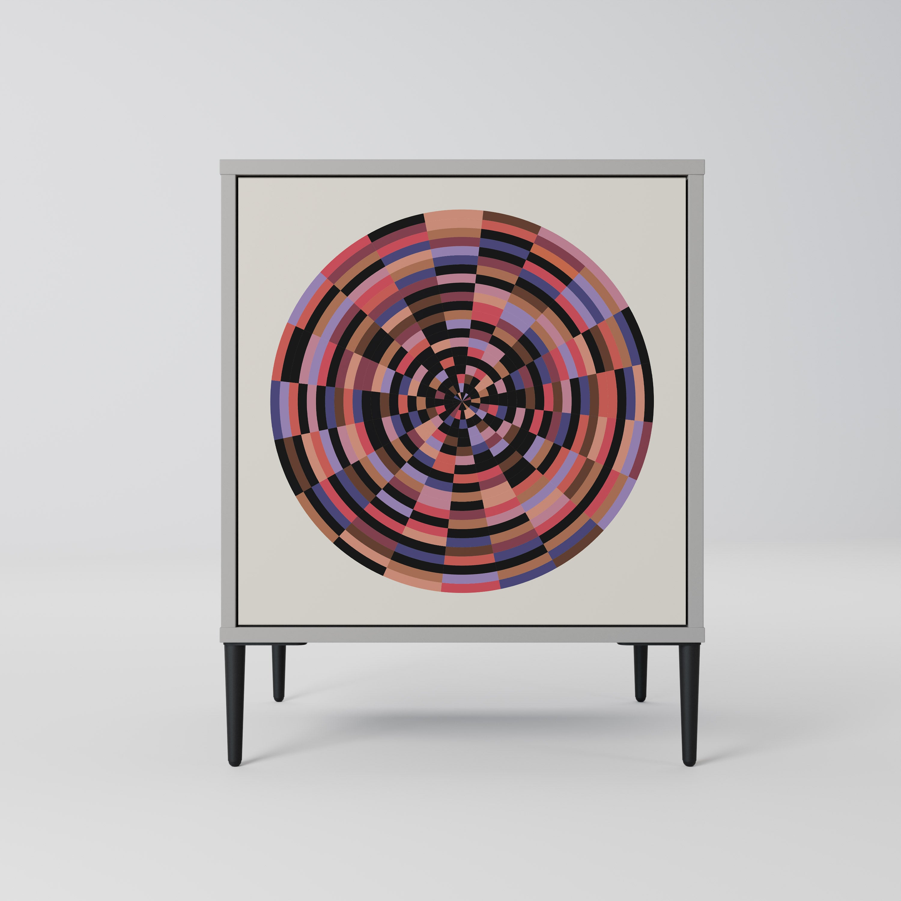 BROWN CIRCLES 1-Door Sideboard in Grey Finish