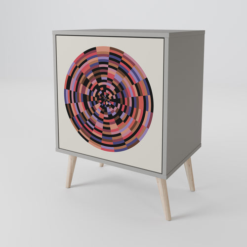 BROWN CIRCLES Aparador de 1 Puerta en Acabado Gris