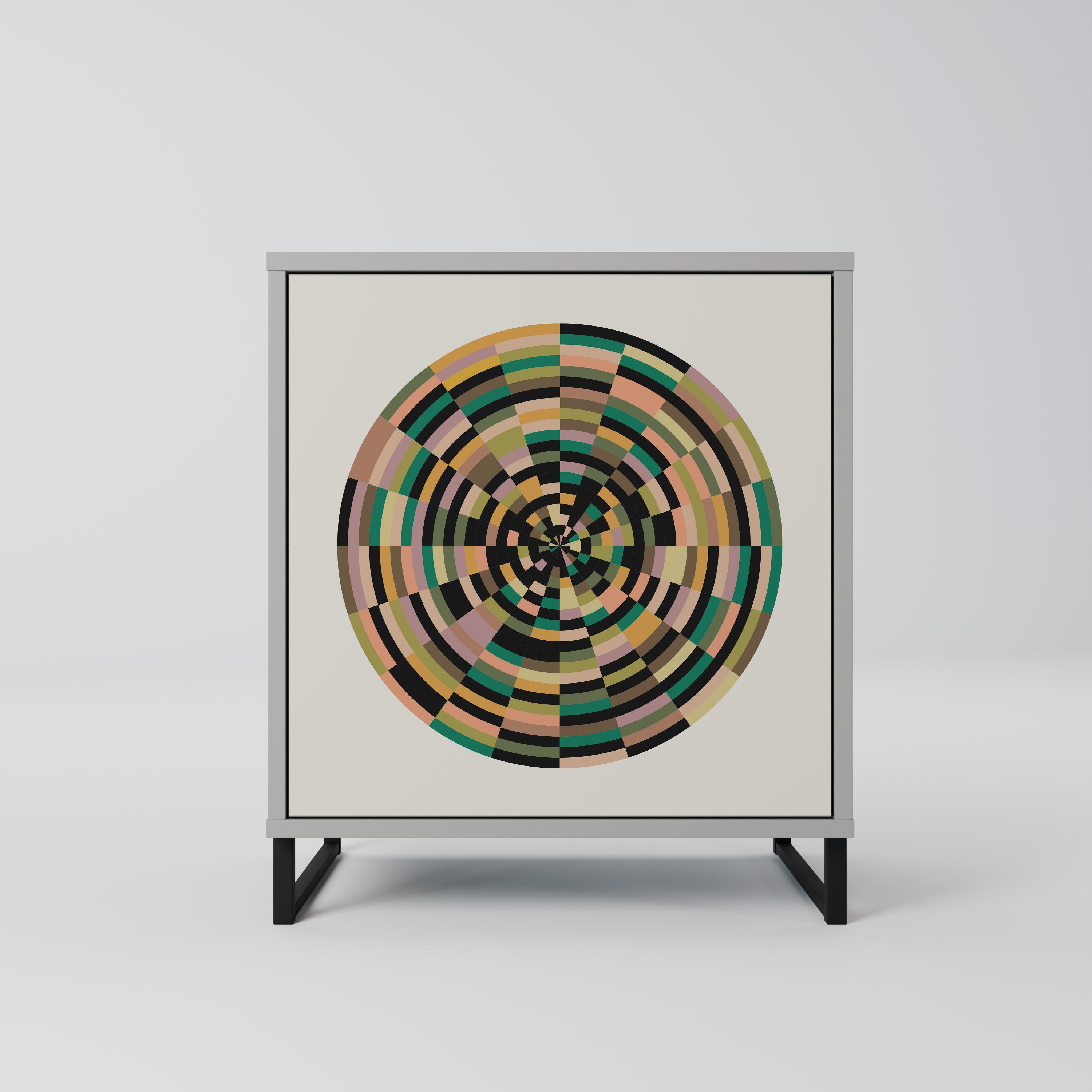 Aparador GREEN CIRCLES de 1 puerta en acabado gris