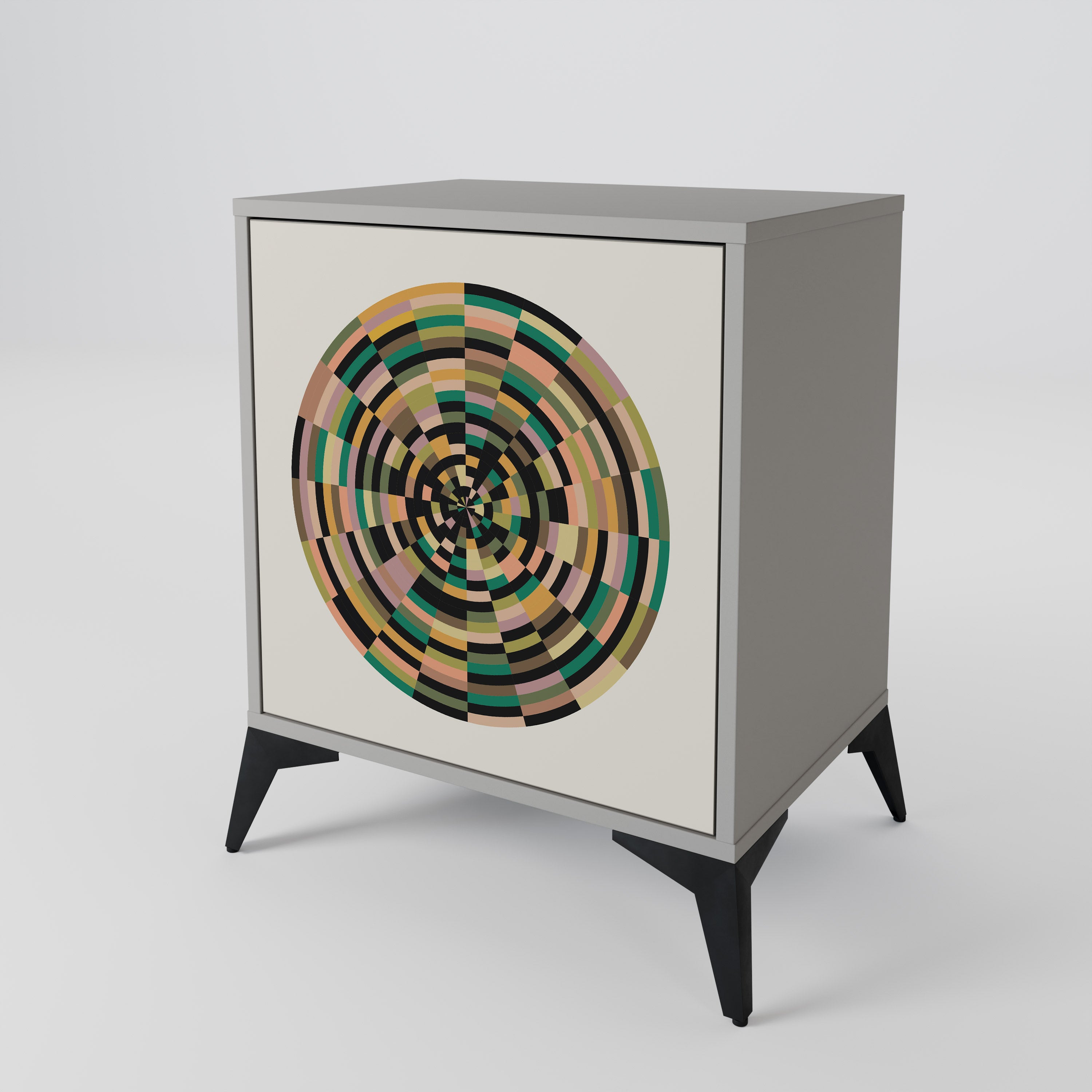 Aparador GREEN CIRCLES de 1 puerta en acabado gris