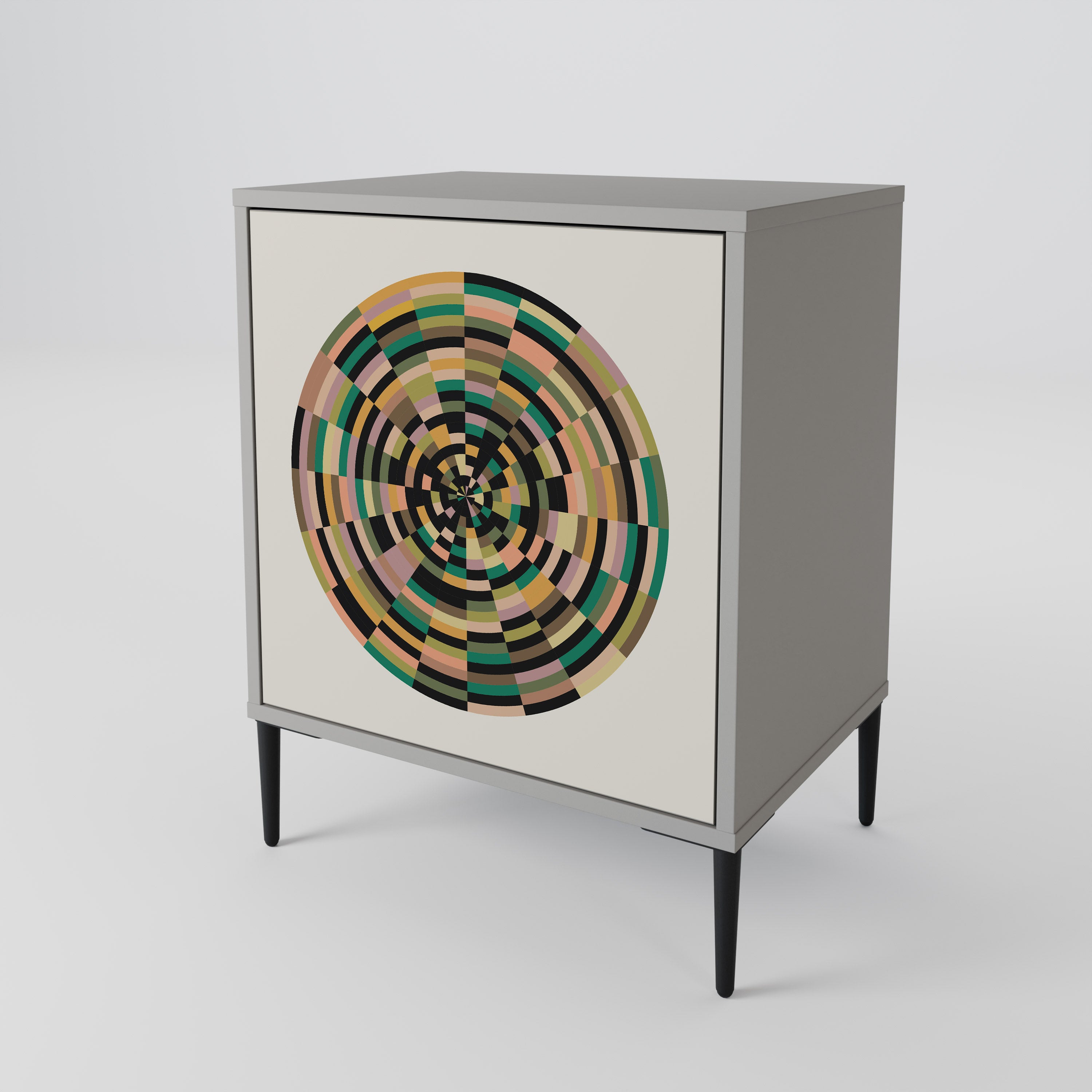 Aparador GREEN CIRCLES de 1 puerta en acabado gris