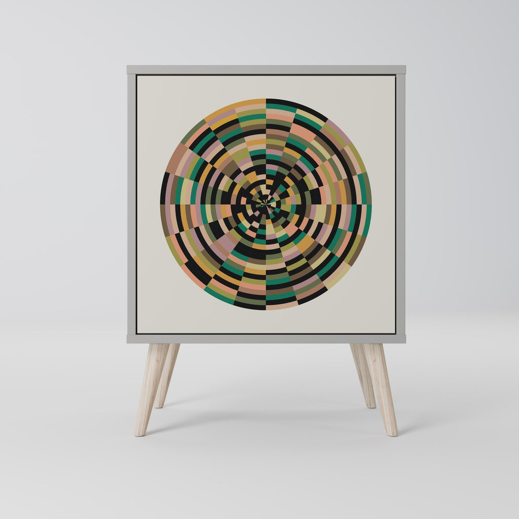 Aparador GREEN CIRCLES de 1 puerta en acabado gris