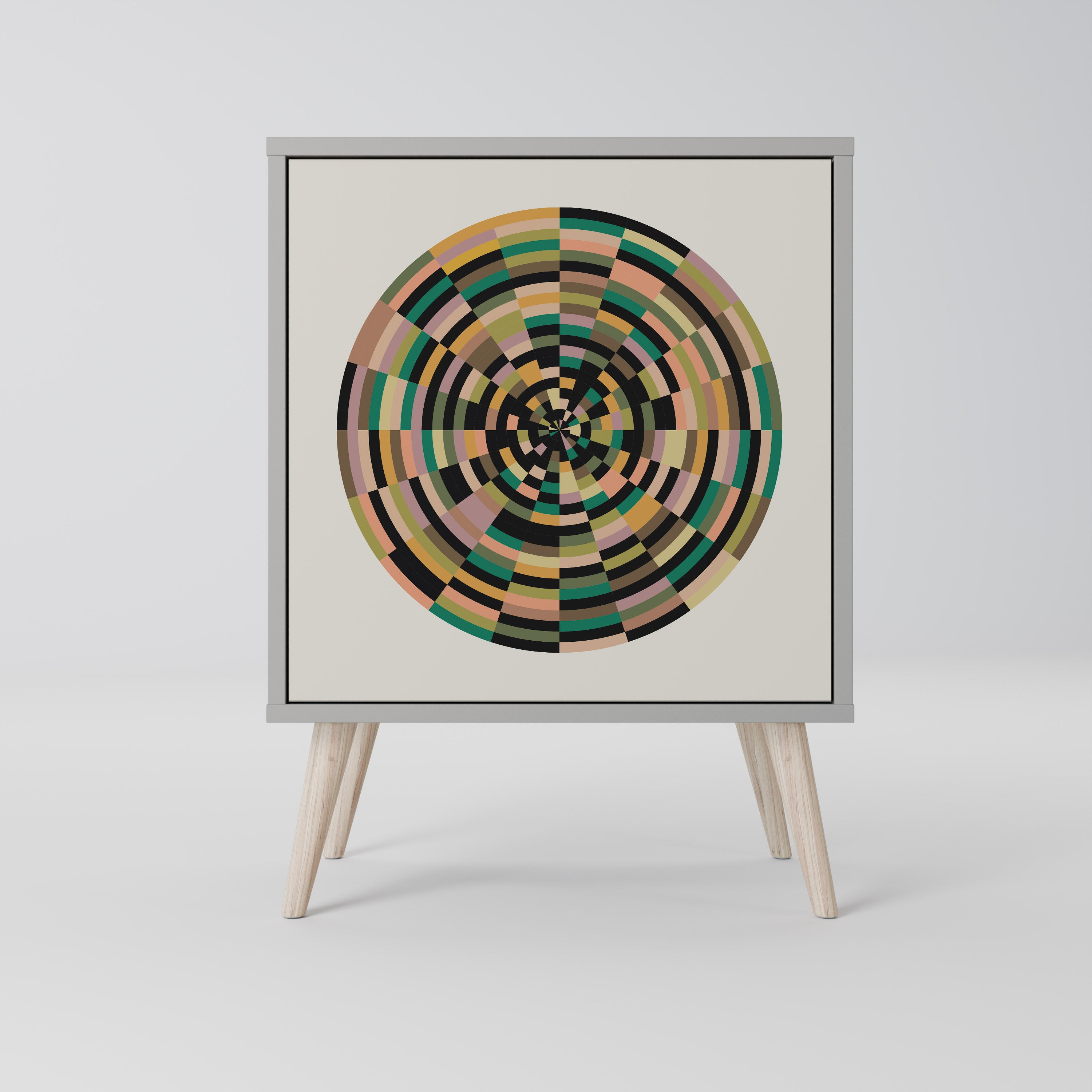 Aparador GREEN CIRCLES de 1 puerta en acabado gris