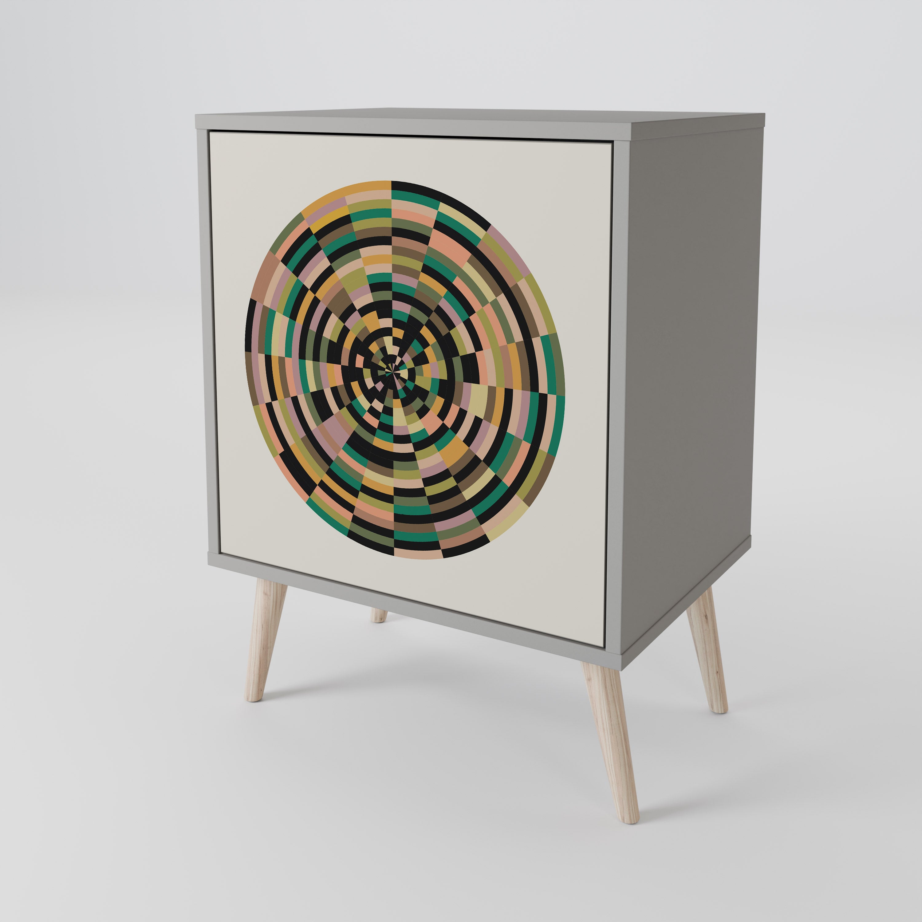 Aparador GREEN CIRCLES de 1 puerta en acabado gris