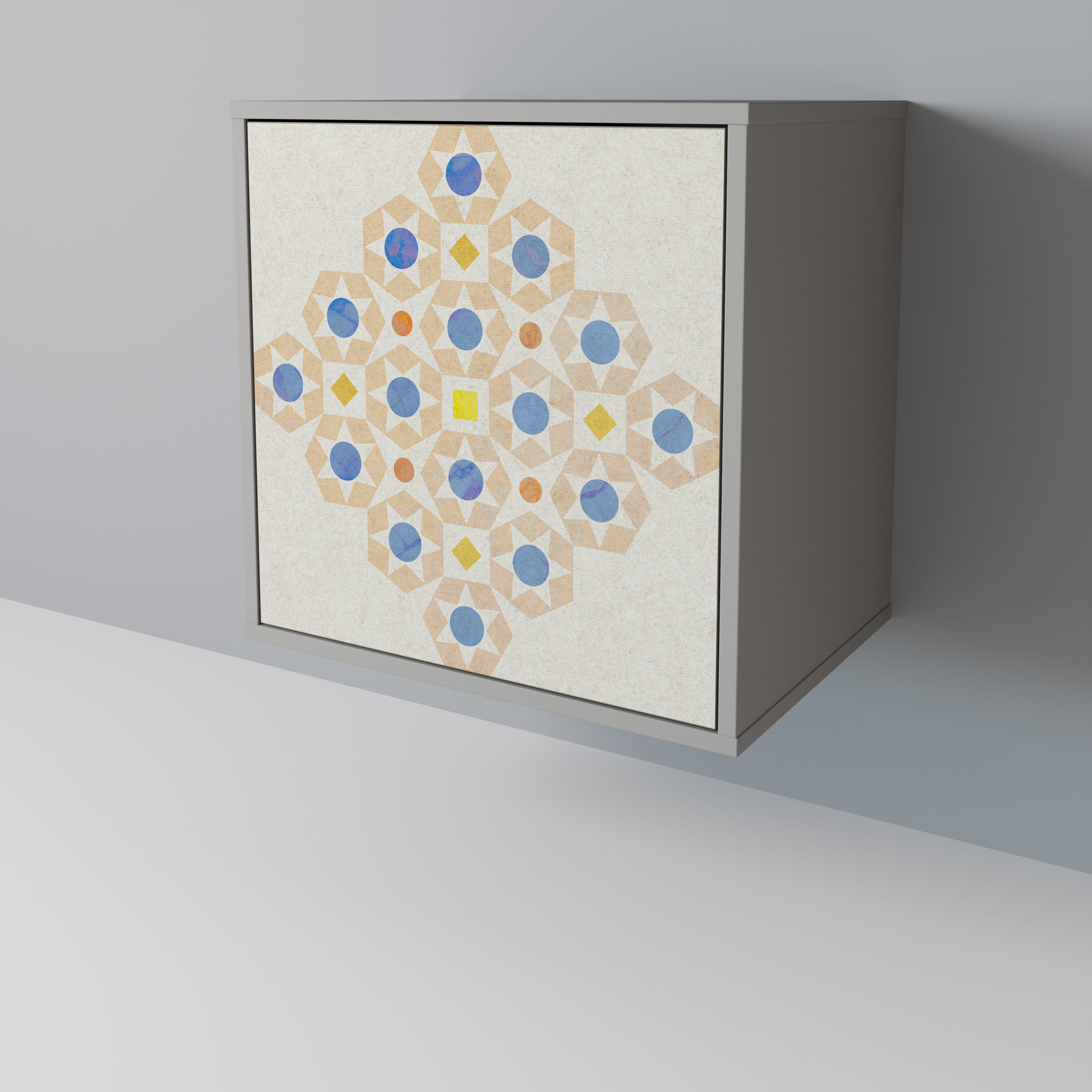 Aparador PRISM DE 1 puerta con estampado en acabado gris