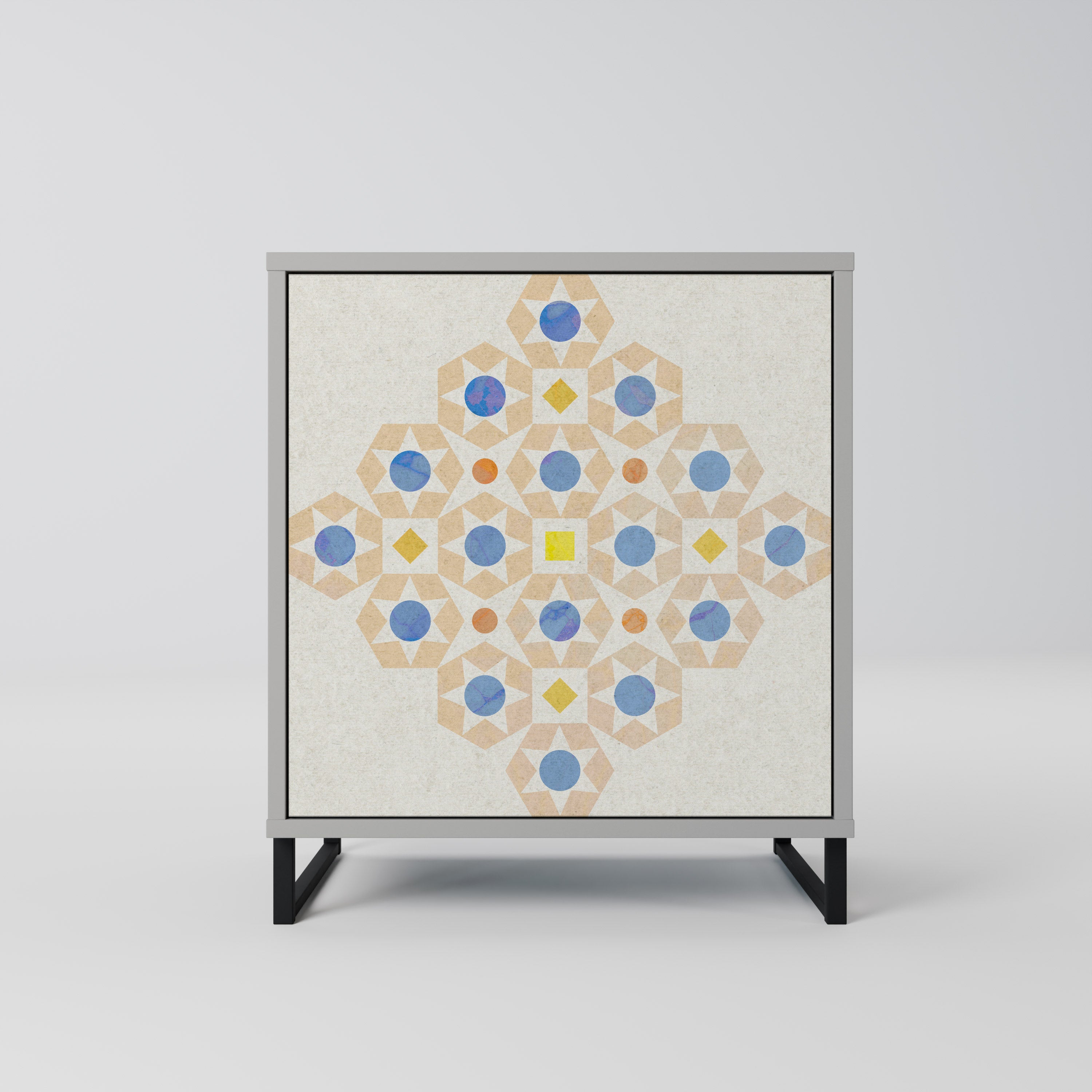 Aparador PRISM DE 1 puerta con estampado en acabado gris