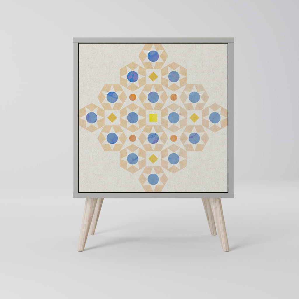 Aparador PRISM DE 1 puerta con estampado en acabado gris