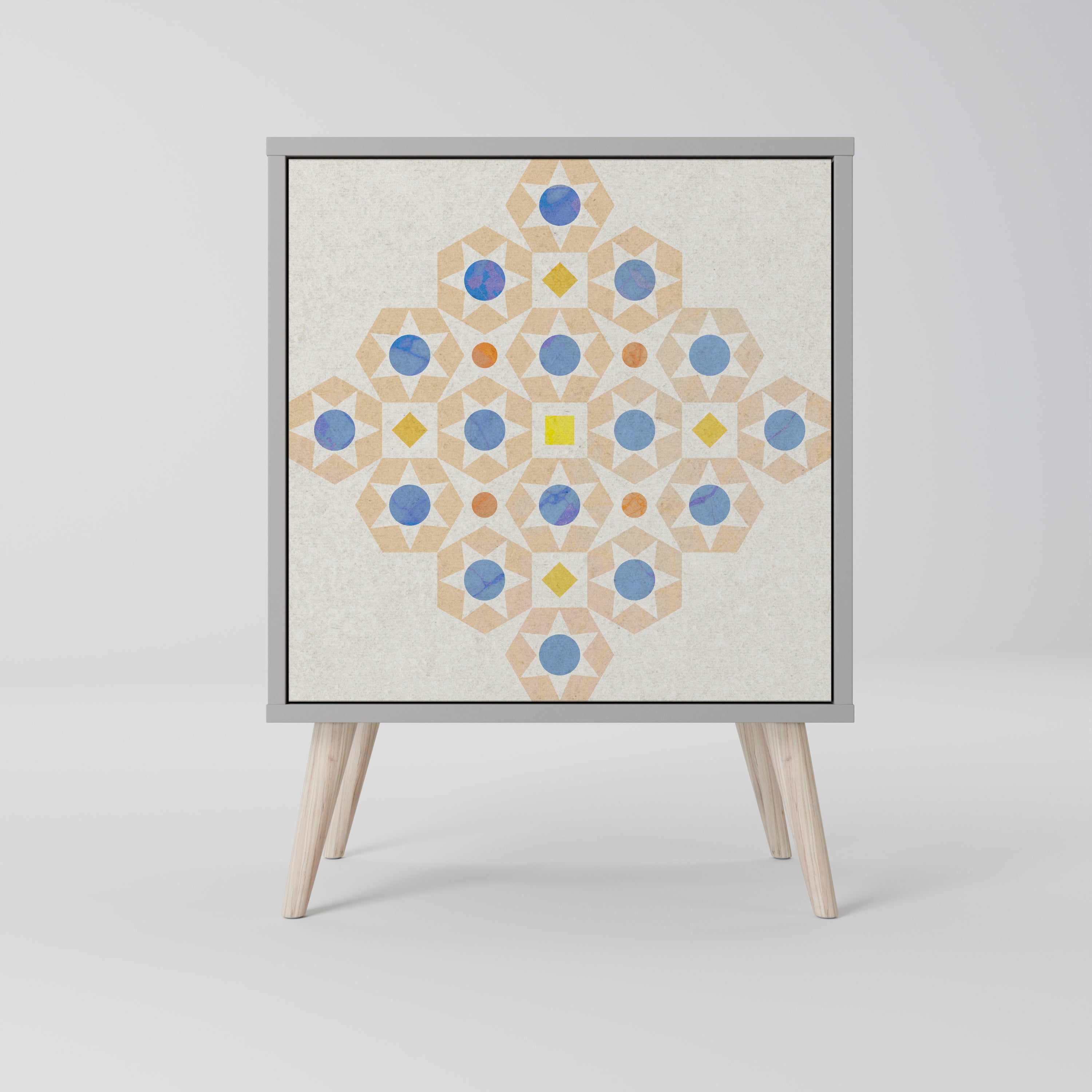 Aparador PRISM DE 1 puerta con estampado en acabado gris