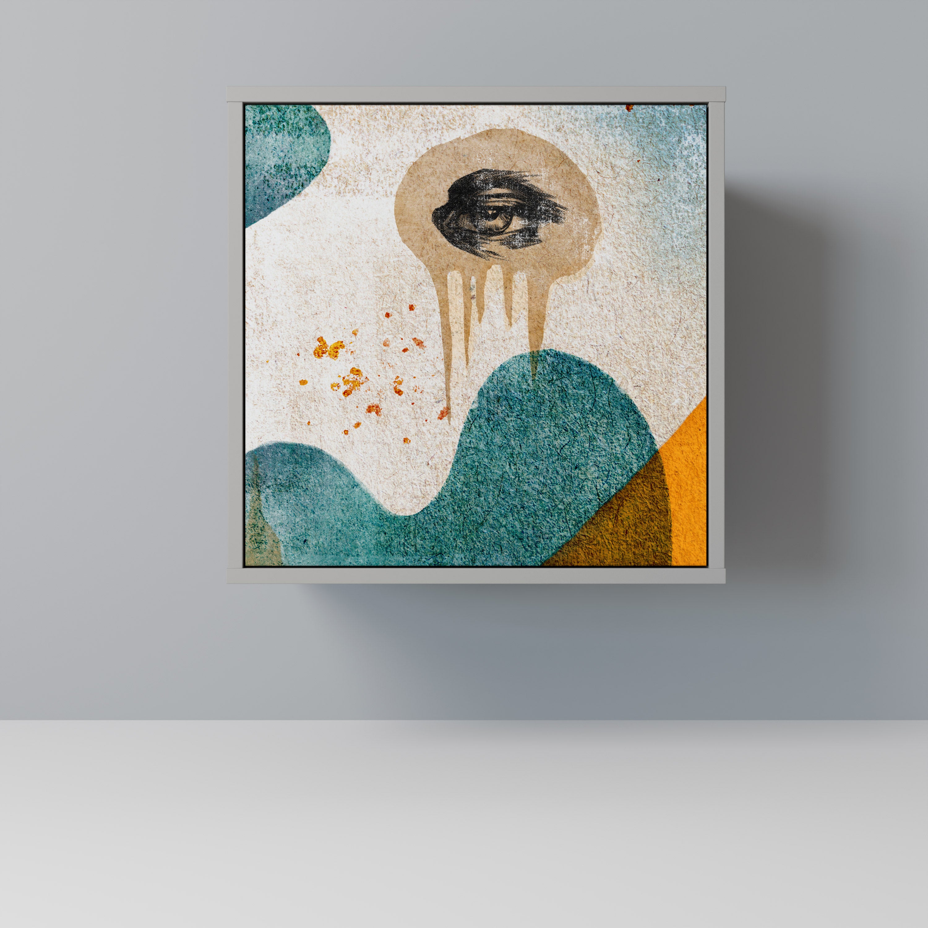 Aparador ABSTRACT FACES de 1 puerta en acabado gris