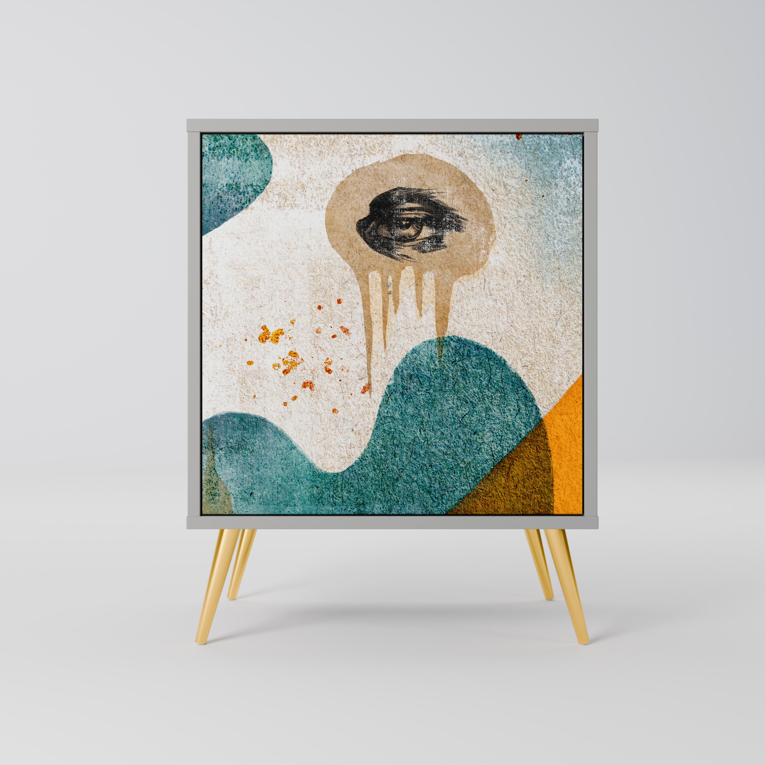 Aparador ABSTRACT FACES de 1 puerta en acabado gris