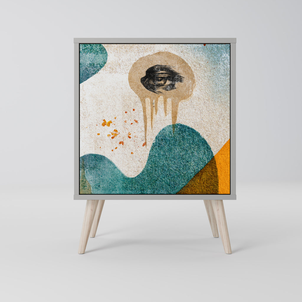 Aparador ABSTRACT FACES de 1 puerta en acabado gris