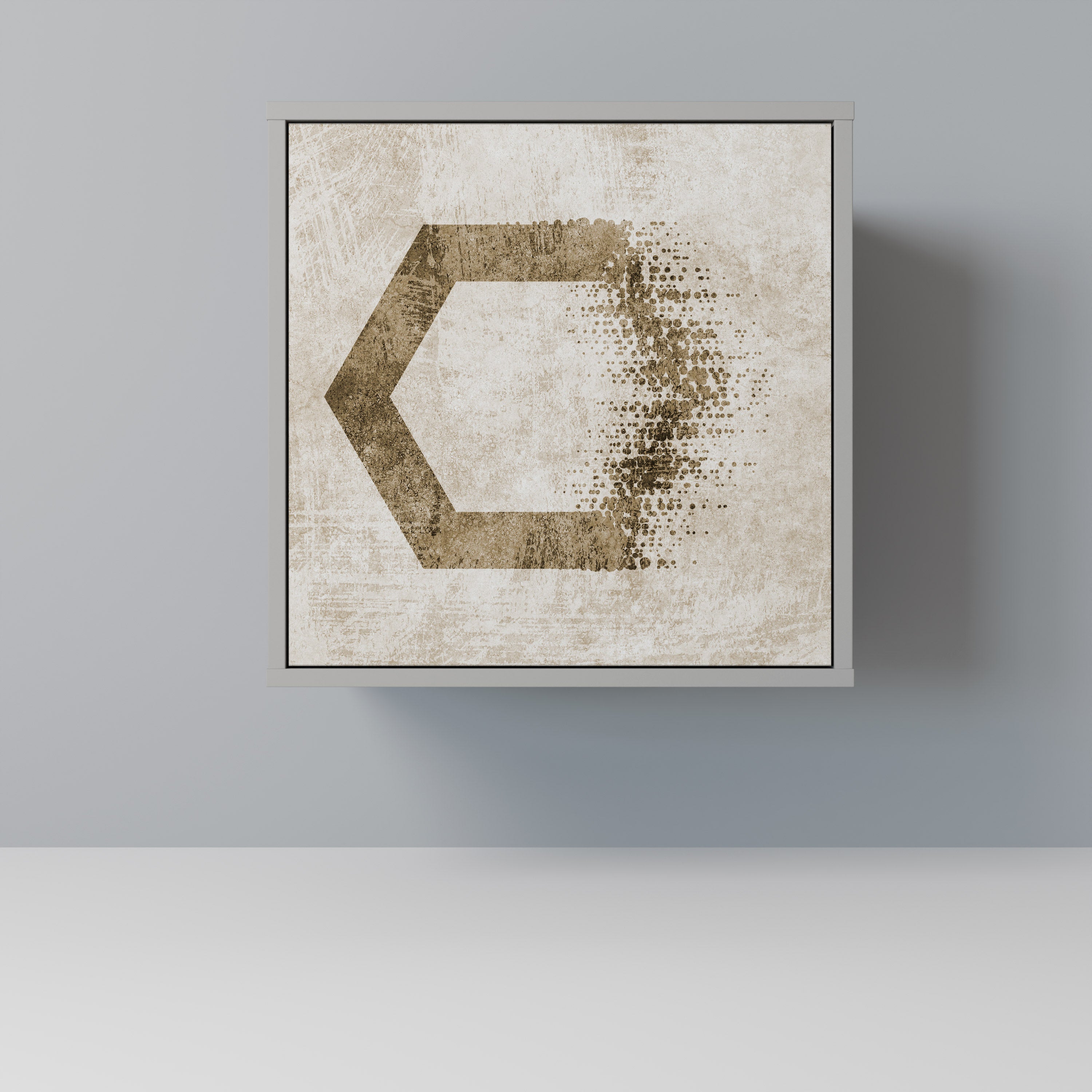 Aparador de 1 puerta con forma hexagonal en acabado gris