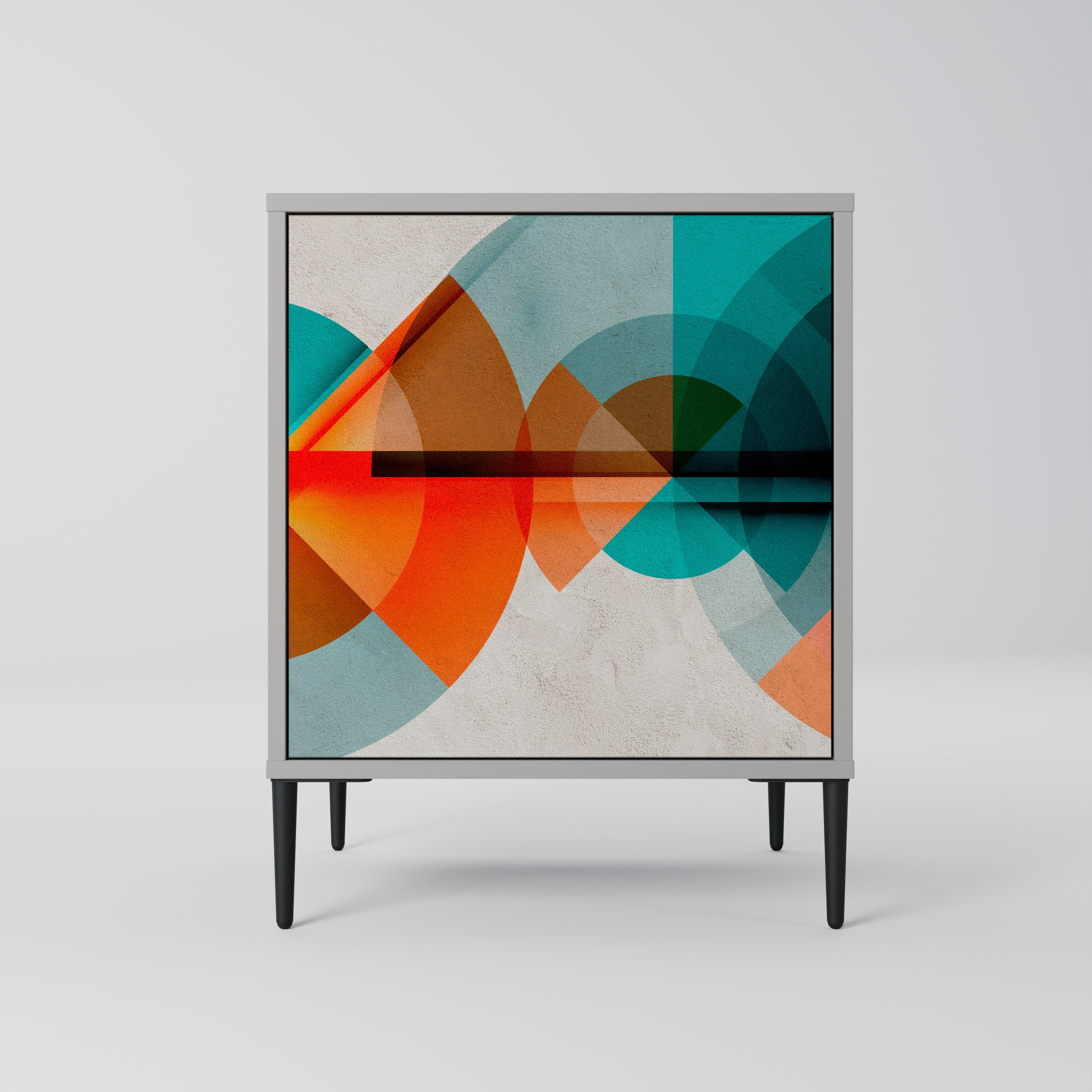 Aparador CIRCULAR RHAPSODY de 1 puerta en acabado gris