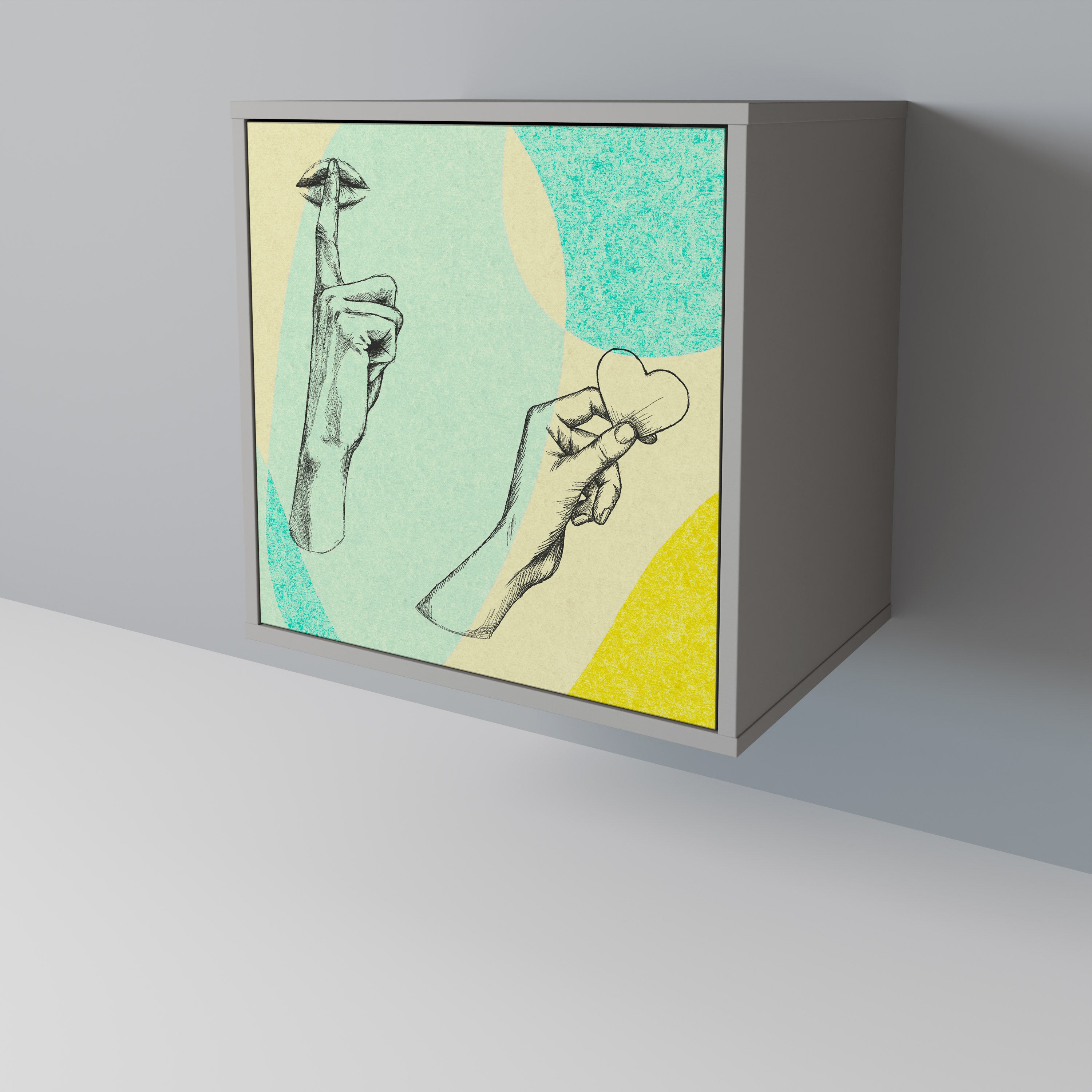 BODY LANGUAGE 1-Door Sideboard in Grey Finish