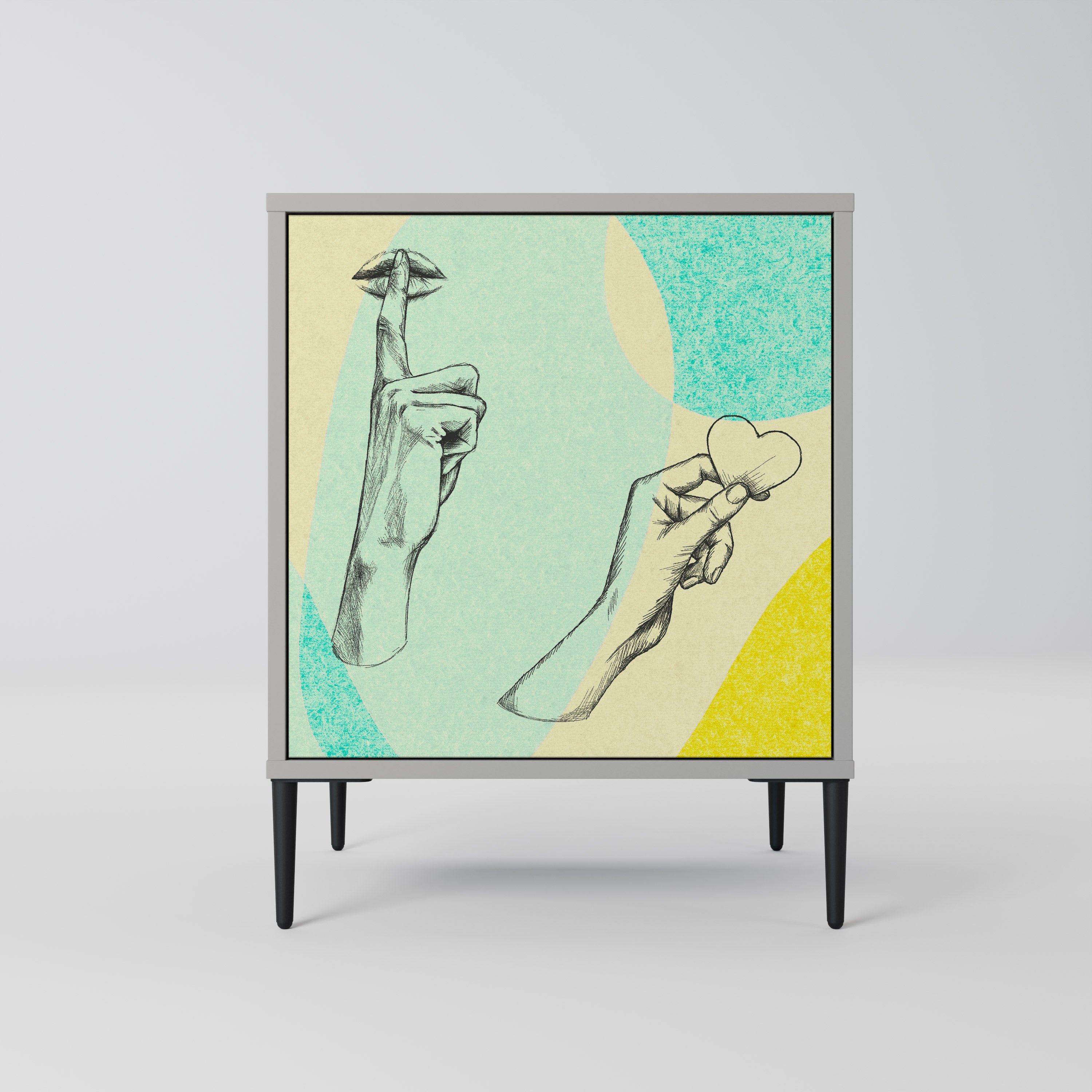 BODY LANGUAGE 1-Door Sideboard in Grey Finish