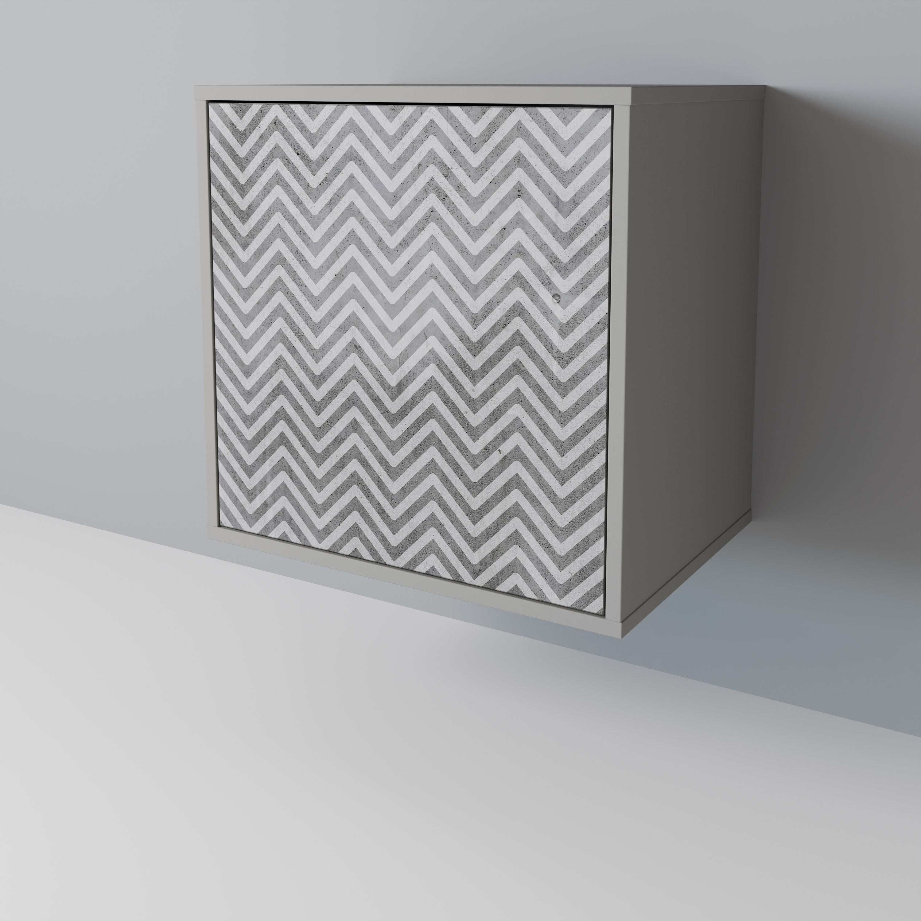 Aparador CONCRETE ZIG ZAG de 1 puerta en acabado gris