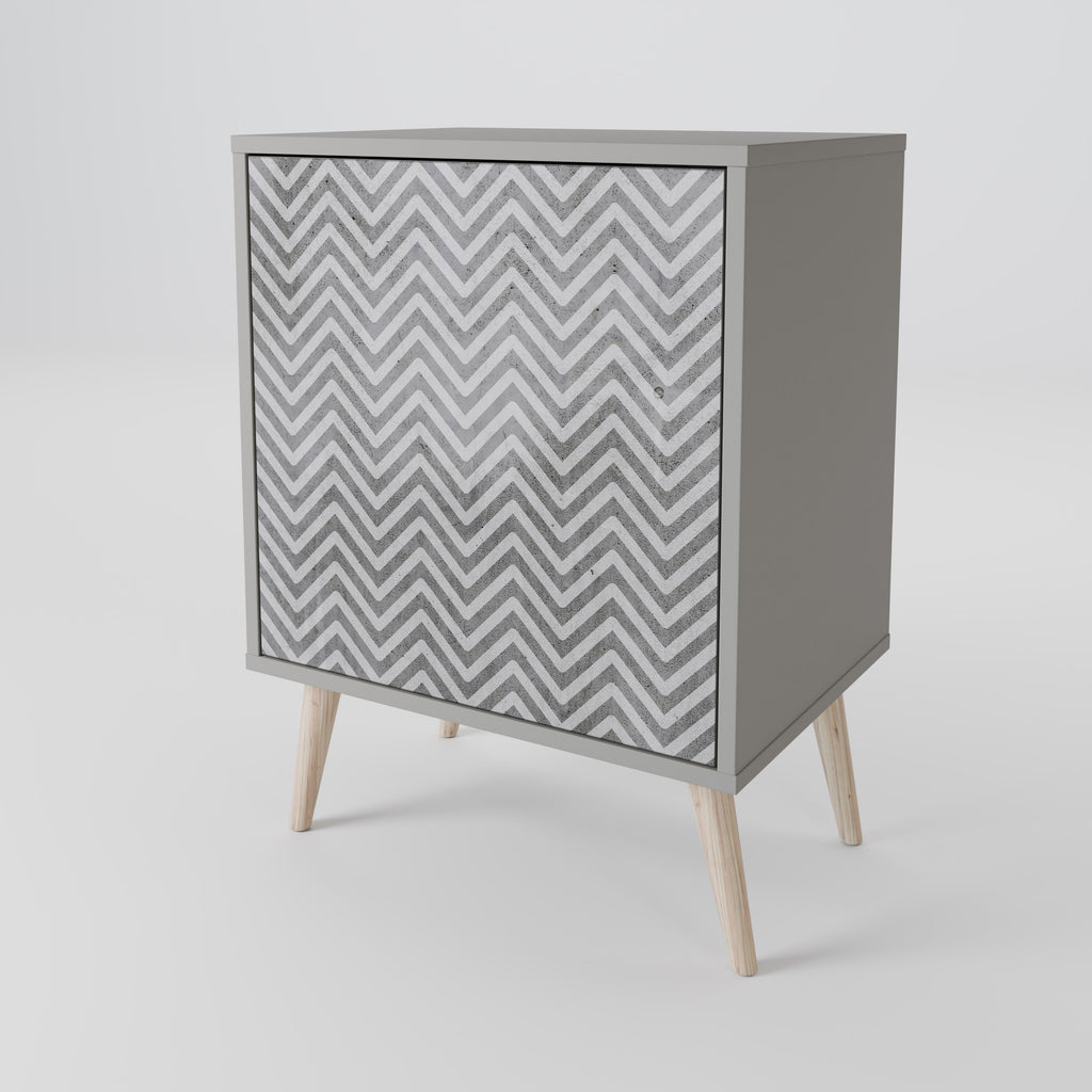 Aparador CONCRETE ZIG ZAG de 1 puerta en acabado gris