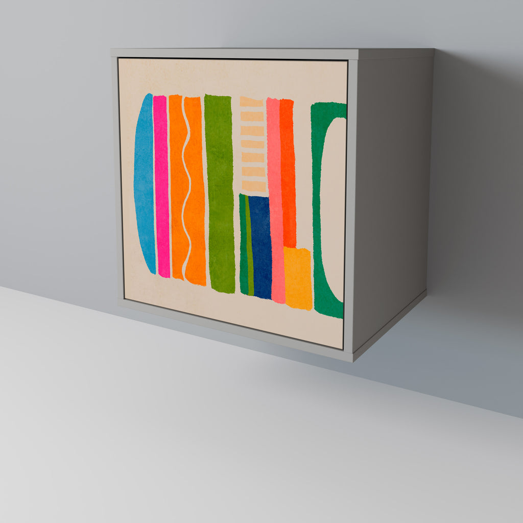 Aparador GEOMETRIC SHINE de 1 puerta en acabado gris