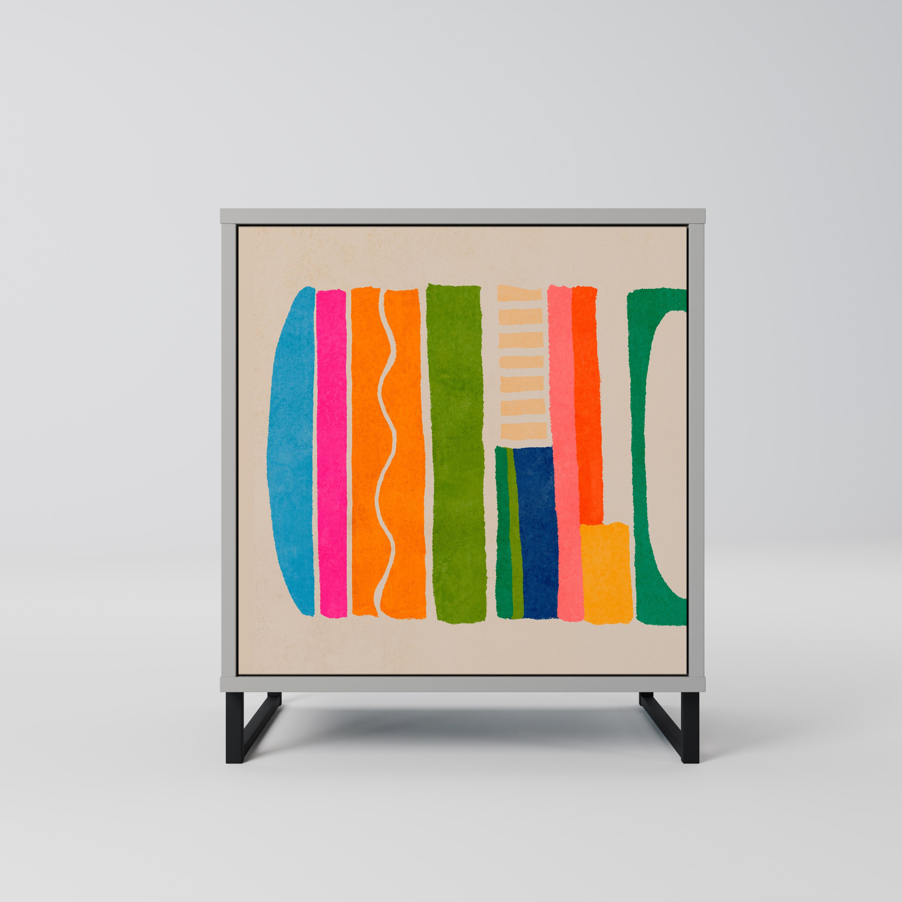 Aparador GEOMETRIC SHINE de 1 puerta en acabado gris