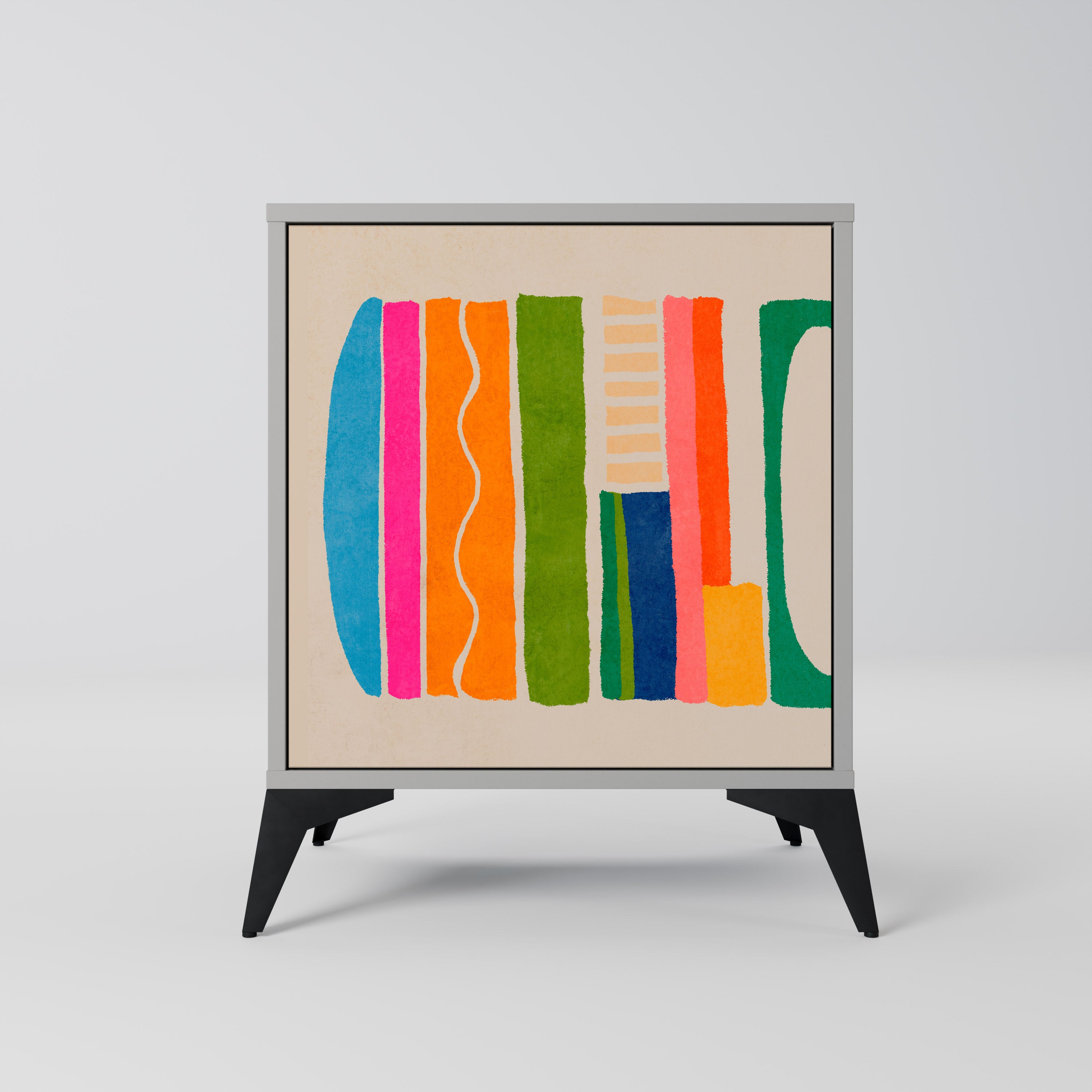 Aparador GEOMETRIC SHINE de 1 puerta en acabado gris