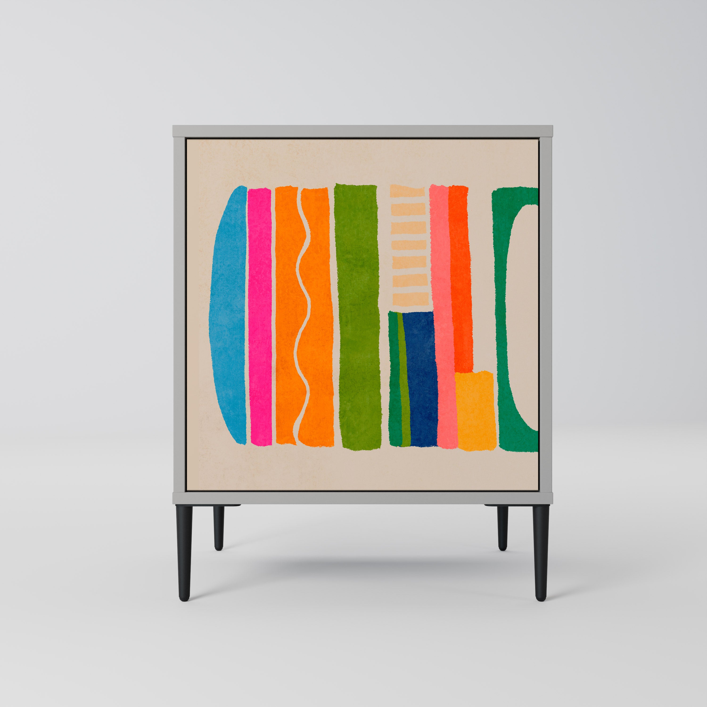 Aparador GEOMETRIC SHINE de 1 puerta en acabado gris