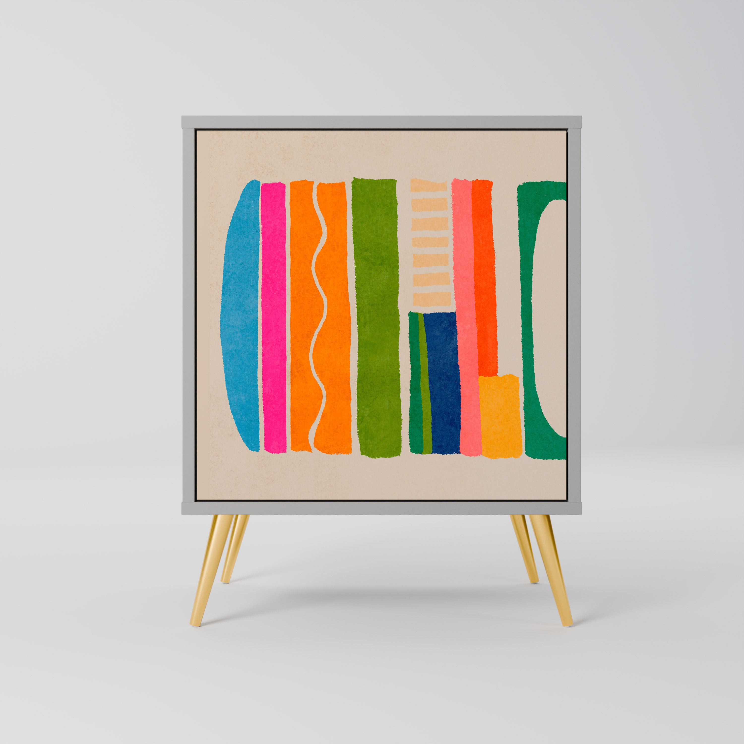 Aparador GEOMETRIC SHINE de 1 puerta en acabado gris