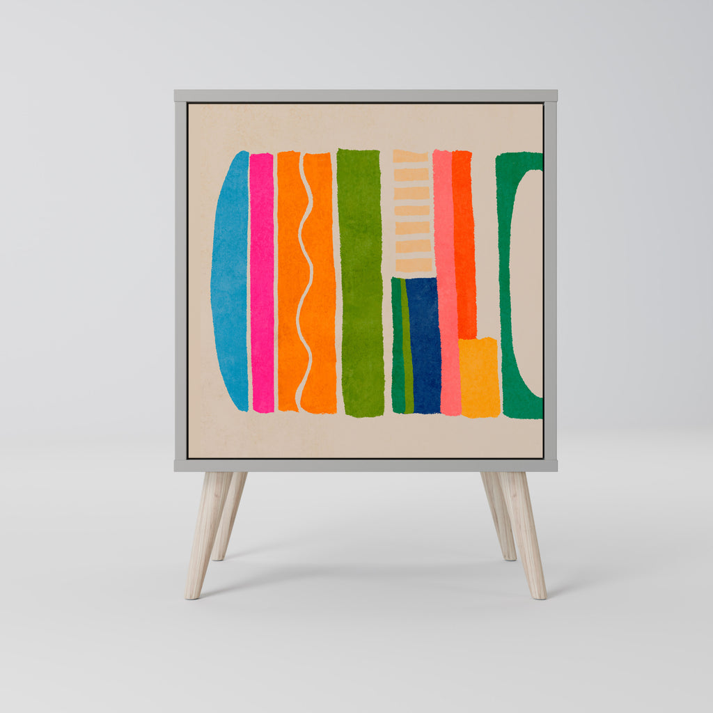 Aparador GEOMETRIC SHINE de 1 puerta en acabado gris