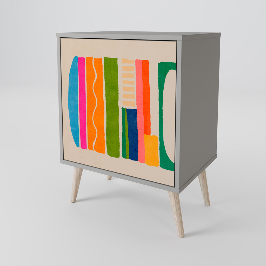 Aparador GEOMETRIC SHINE de 1 puerta en acabado gris