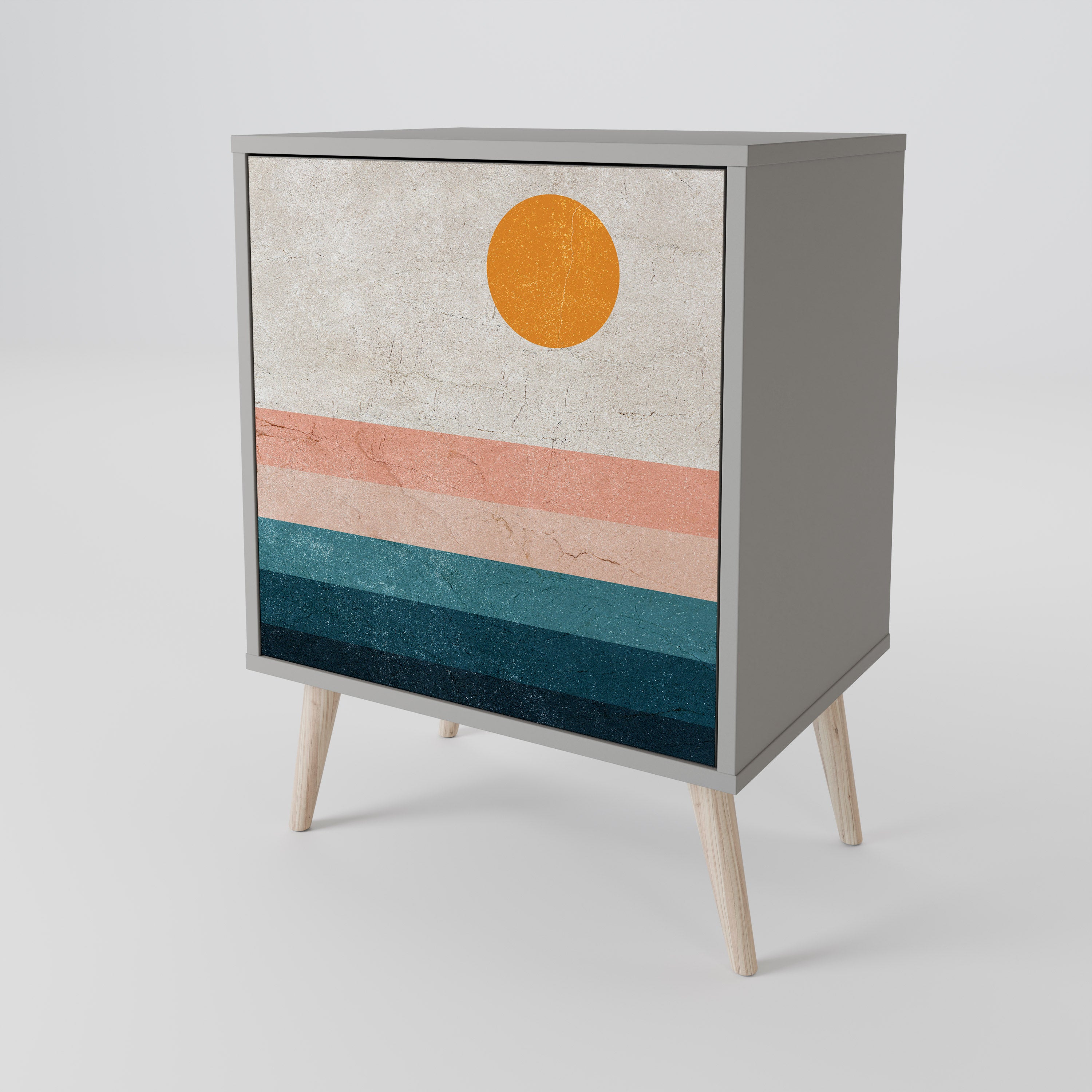 Aparador de 1 puerta TWO HALVES en acabado gris