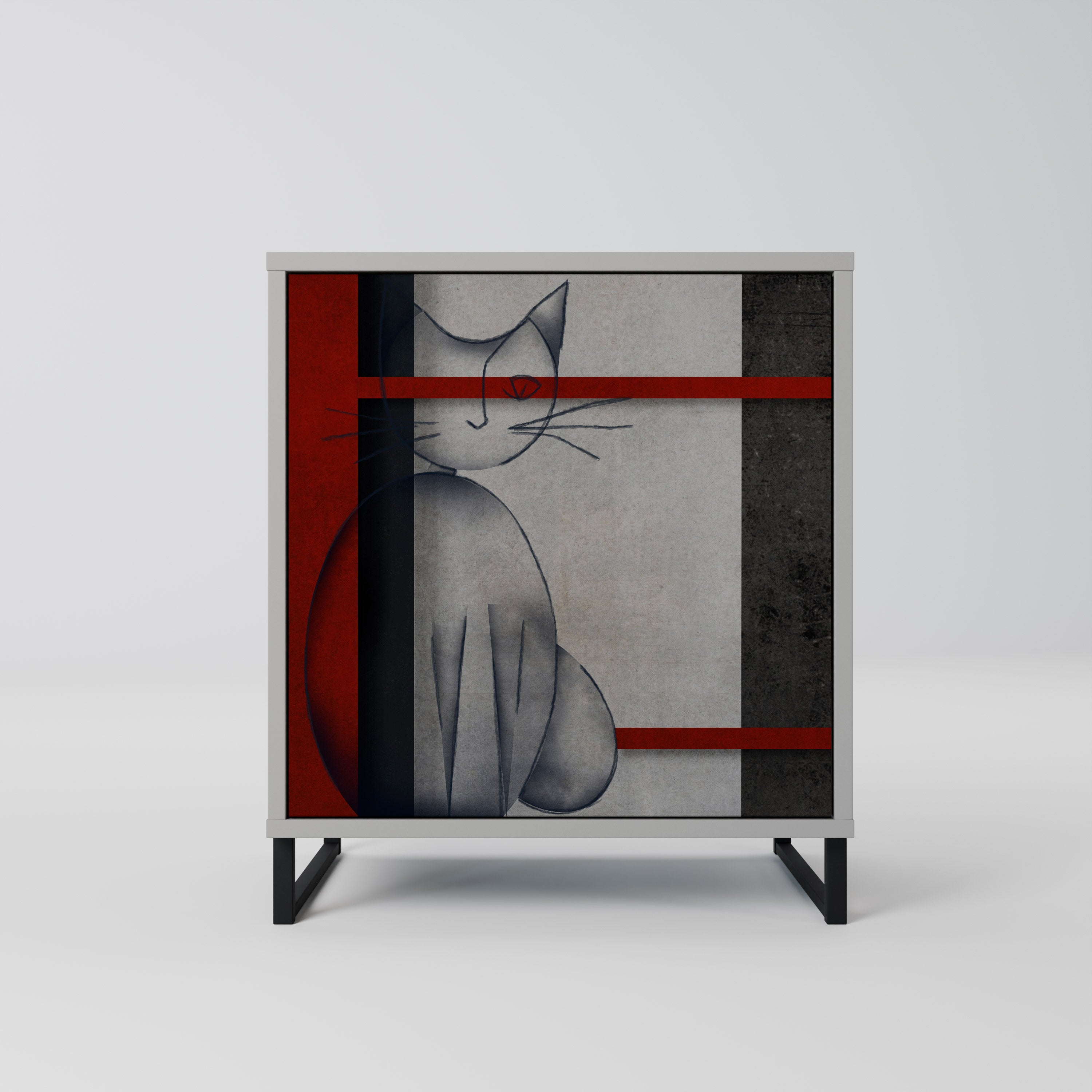 Aparador GRAY FIGURES de 1 puerta en acabado gris