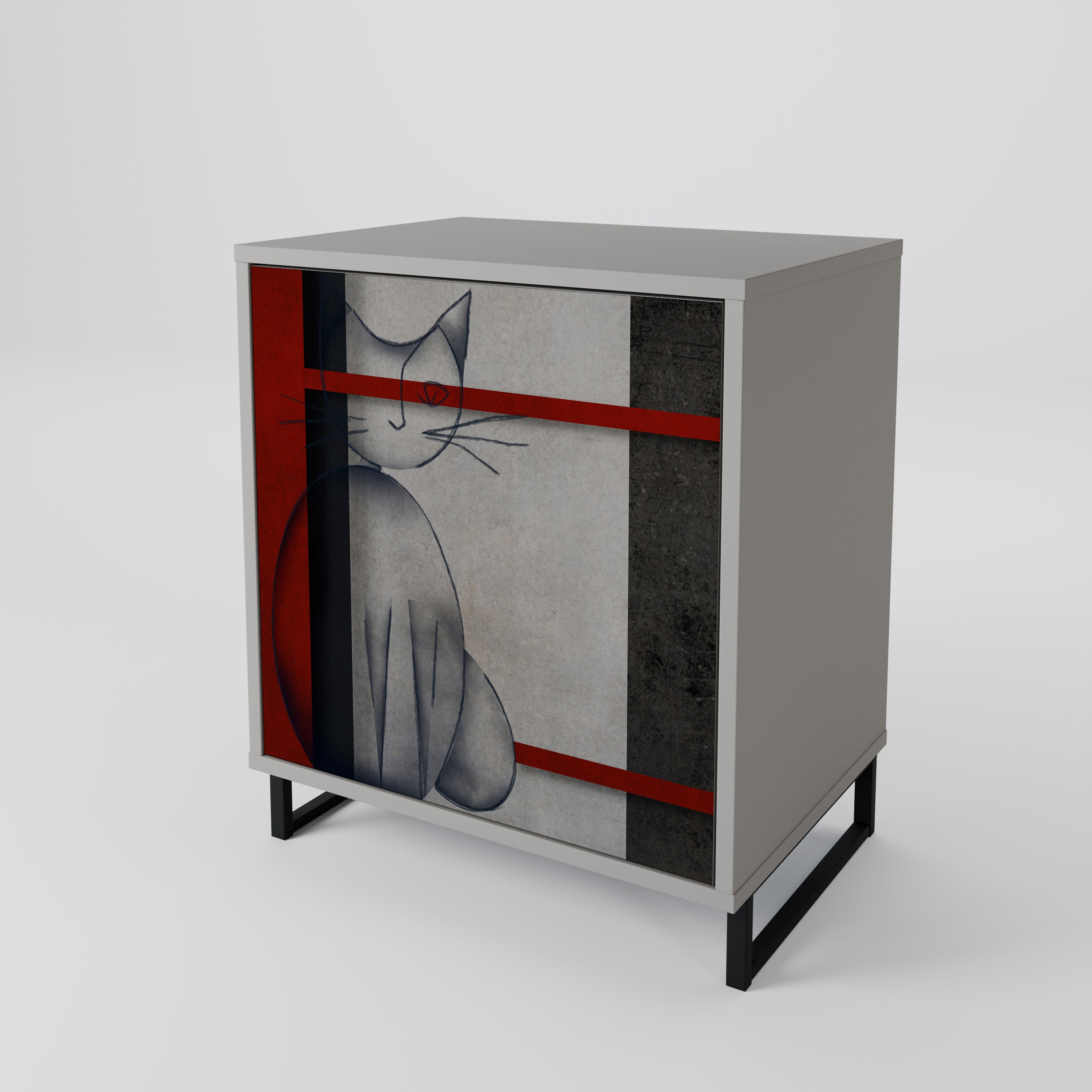 Aparador GRAY FIGURES de 1 puerta en acabado gris