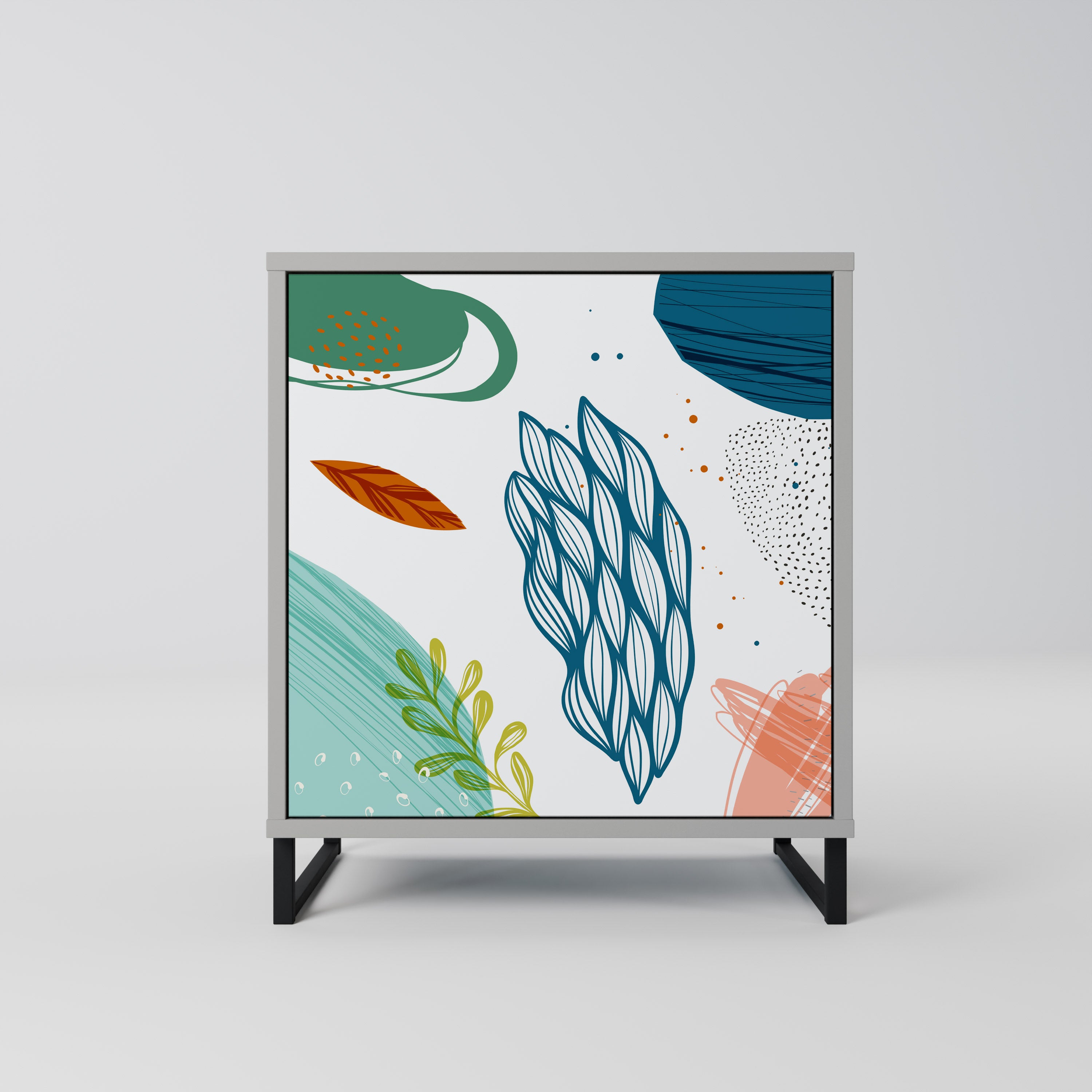 BOTANICAL HURRICANE 1-Door Sideboard in Grey Finish