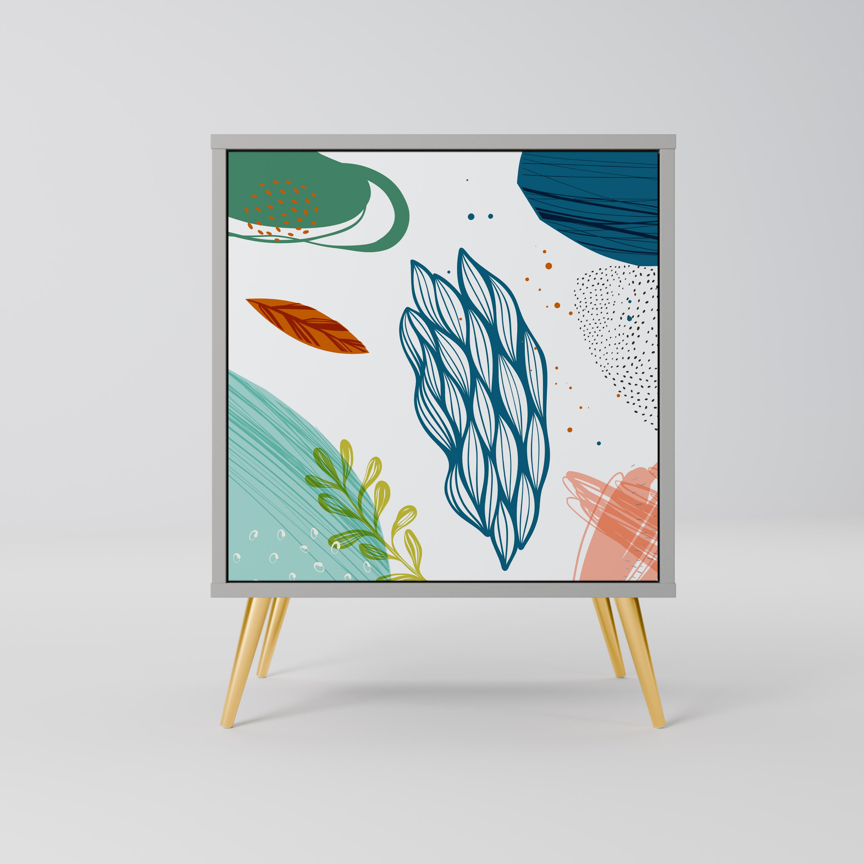 BOTANICAL HURRICANE 1-Door Sideboard in Grey Finish