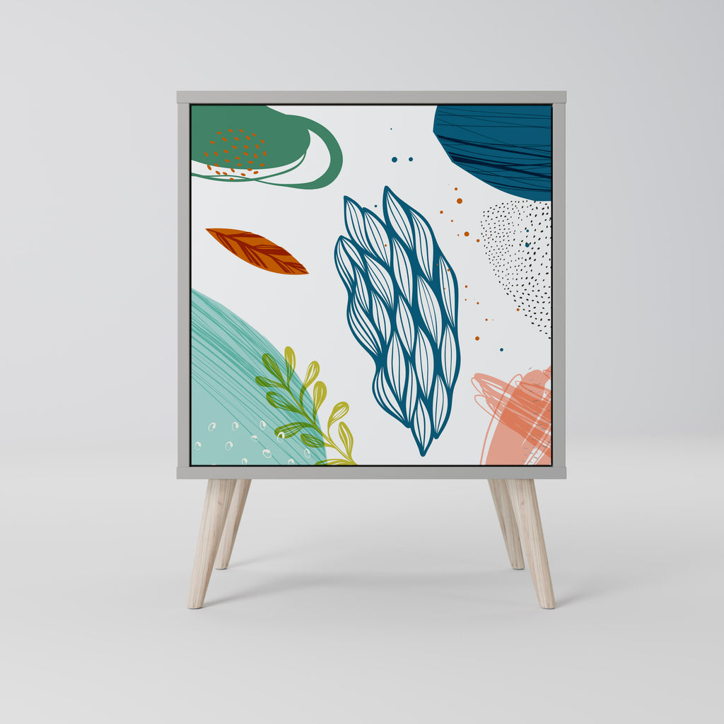 Aparador BOTANICAL HURRICANE de 1 puerta en acabado gris